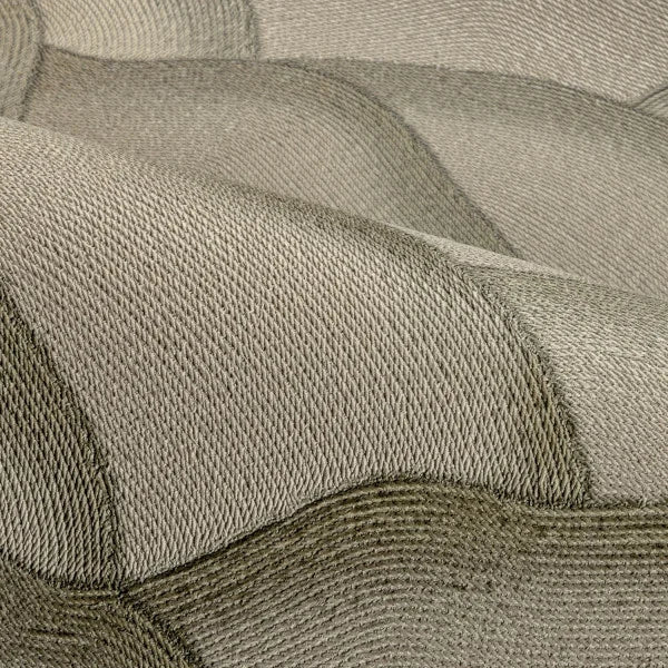 Textured wallpaper resembling fabric with an abstract wave pattern ONDULA khaki