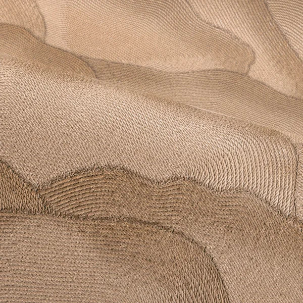 Structural wallpaper imitating fabric with an abstract wave pattern ONDULA light brown
