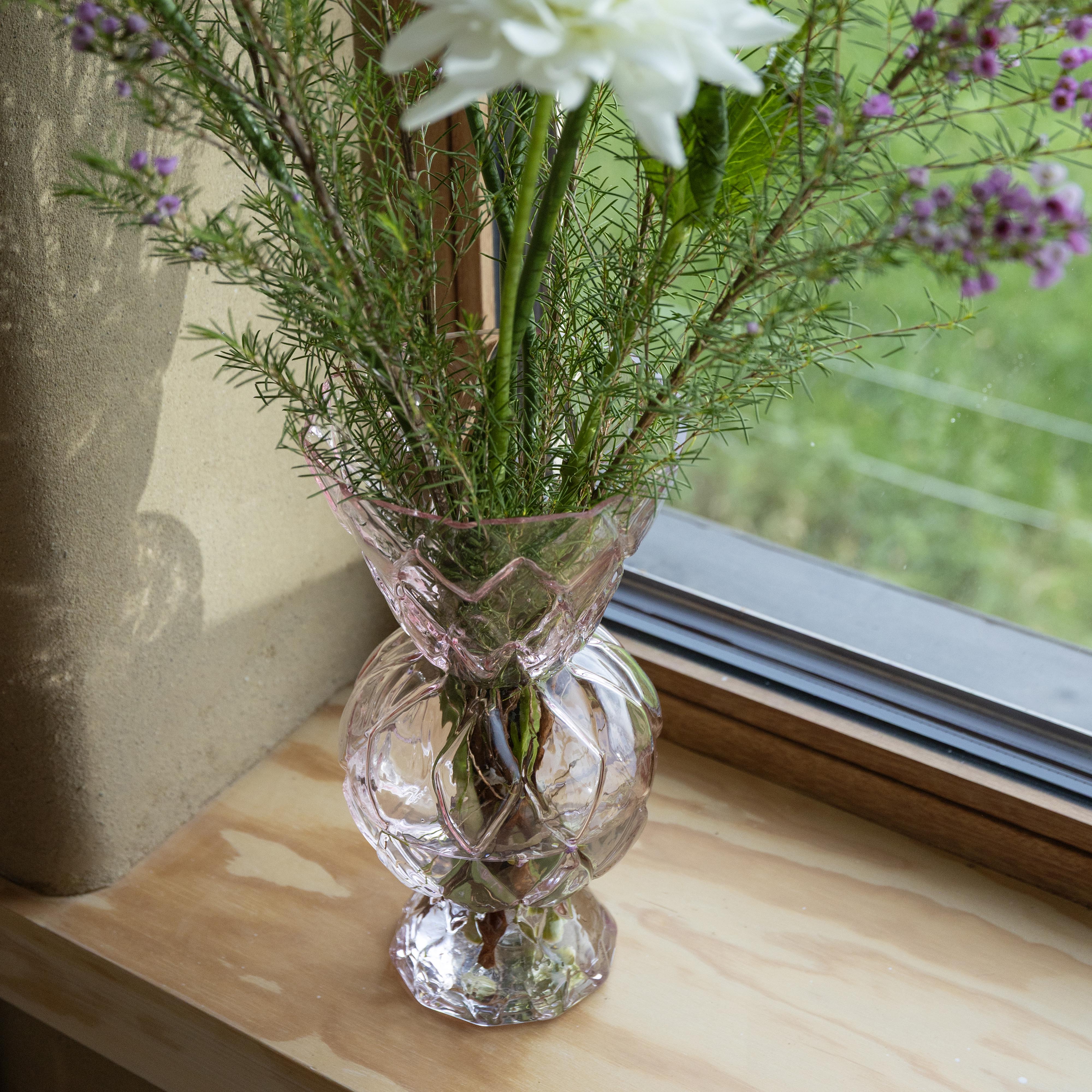 Váza RHOMBIC růžové sklo