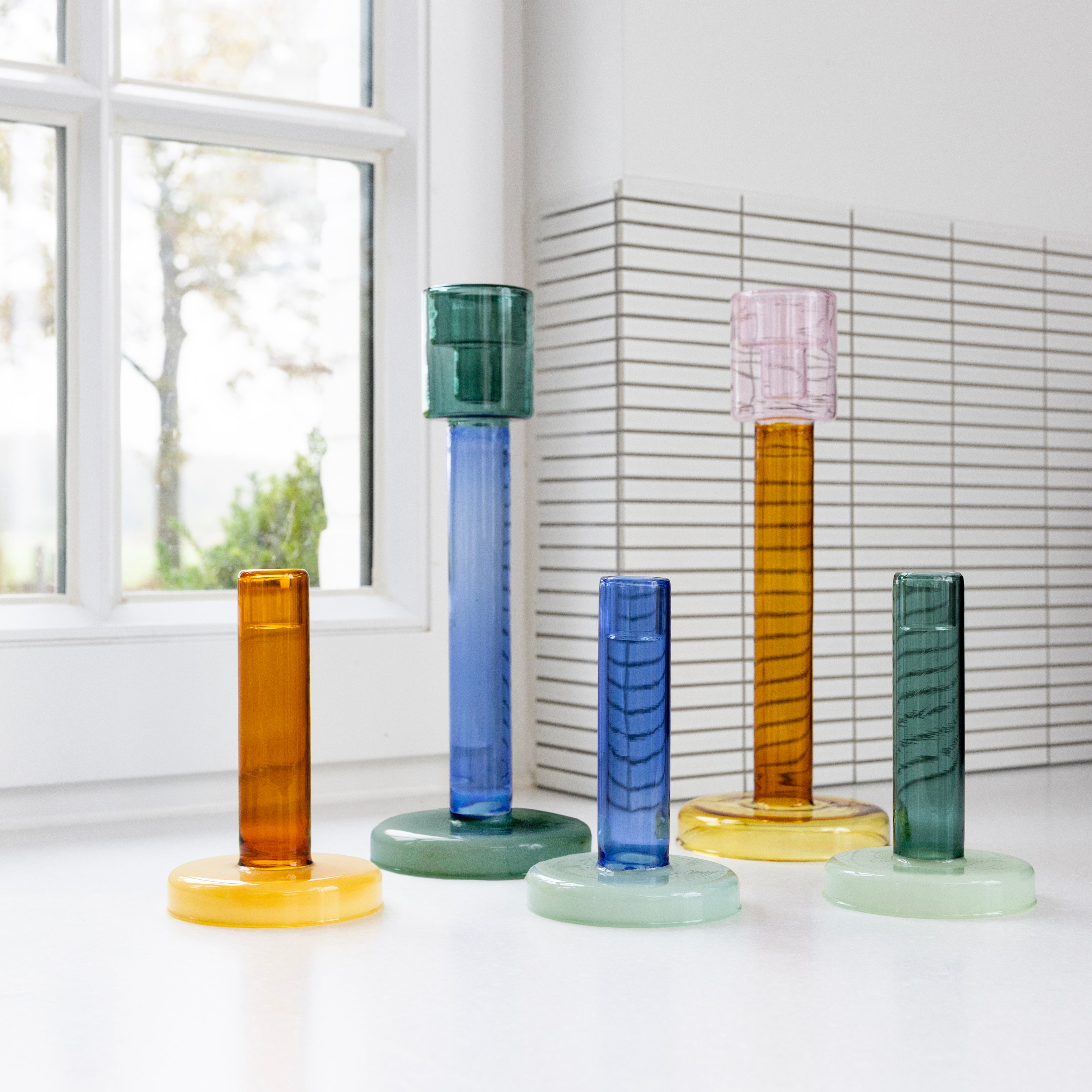 Svícen BOLE oranžový se žlutým