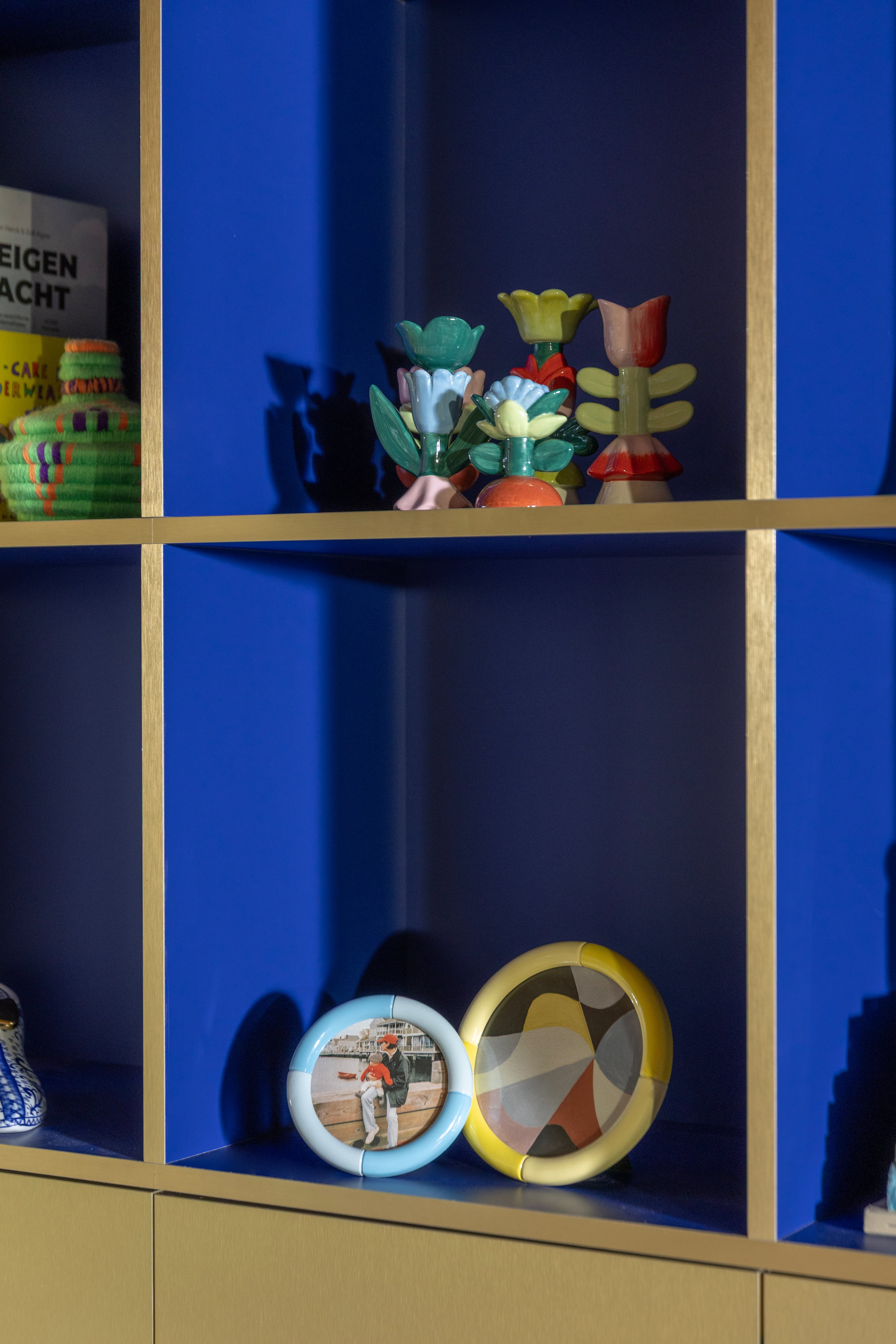 Svícen BLUME zelený s modrou a růžovou