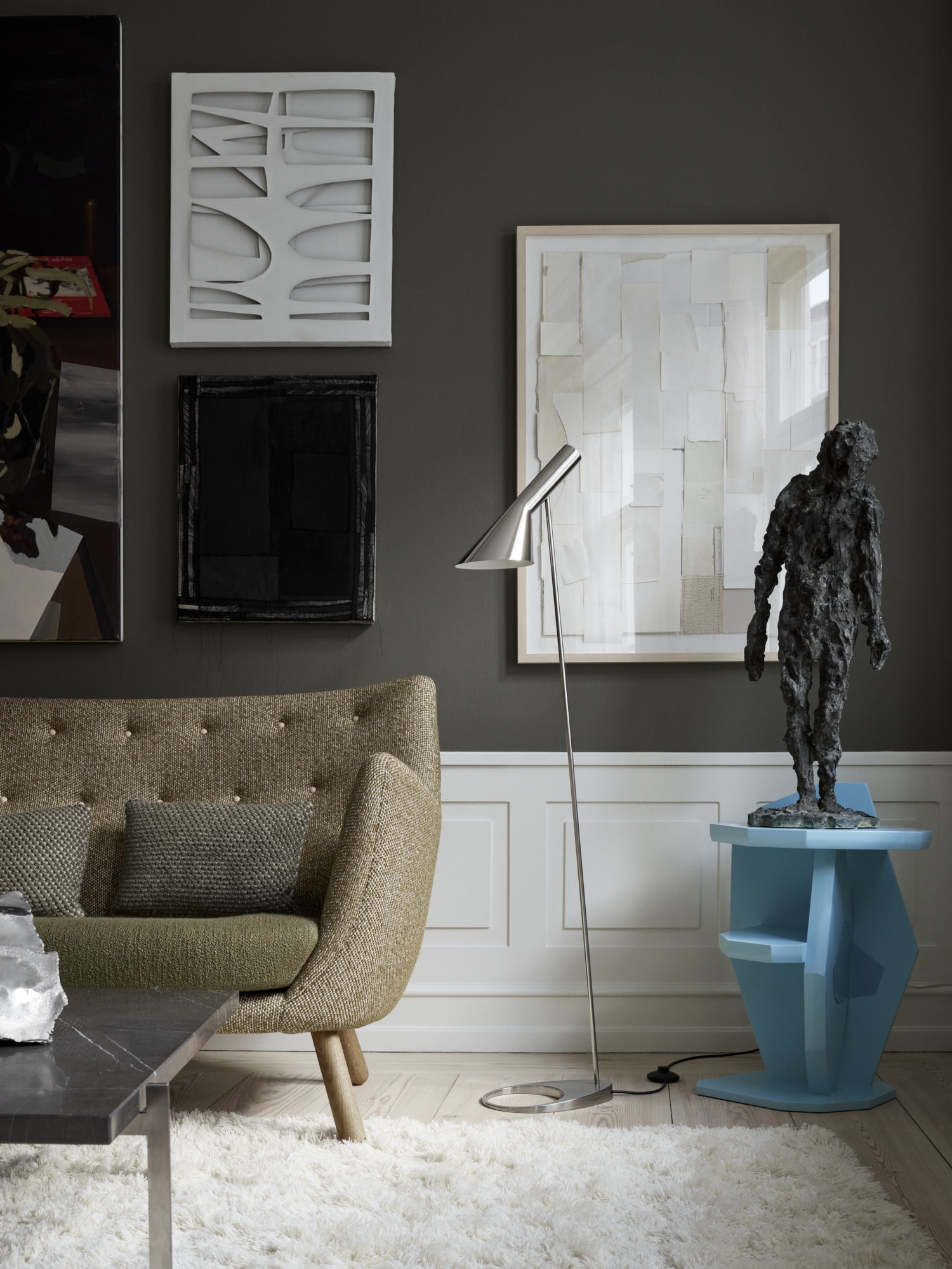 Stojací lampa AJ leštěná nerezová ocel