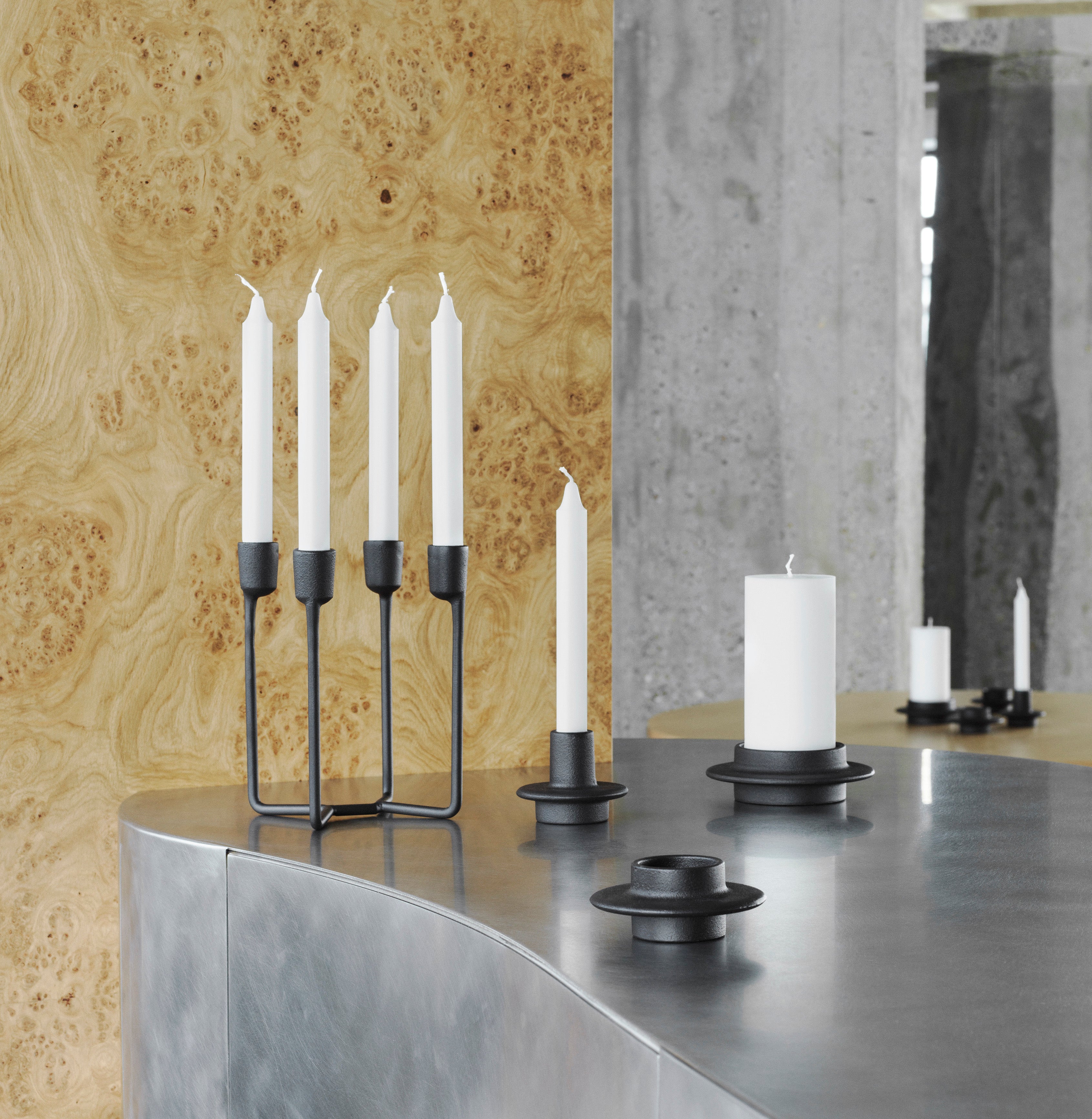 HEIMA BLOCK CANDLE Black Cast Iron Candle Holder