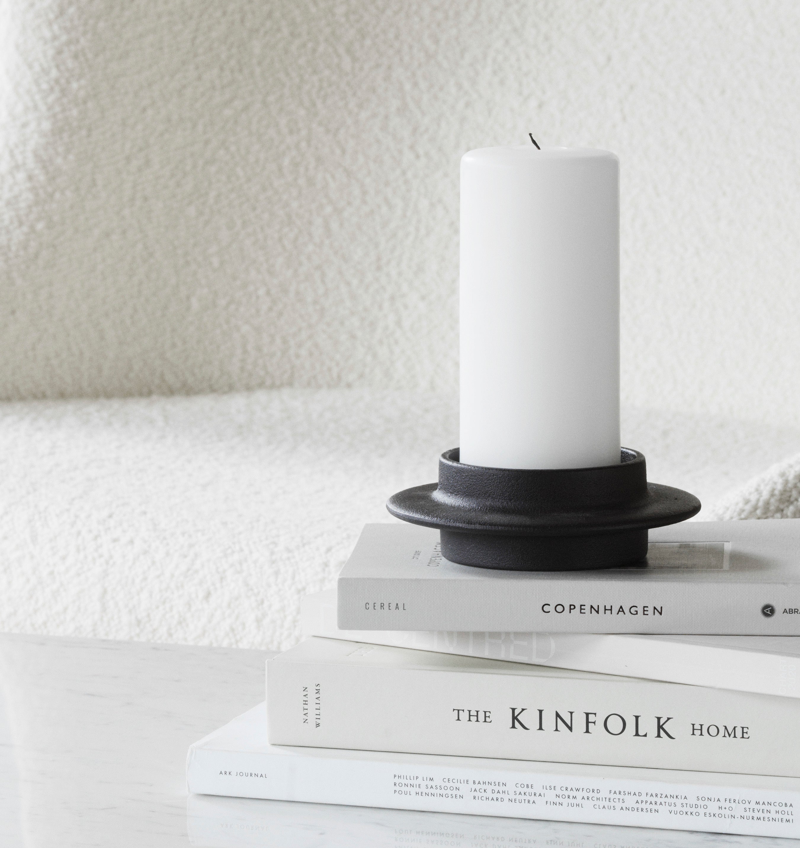 HEIMA BLOCK CANDLE Black Cast Iron Candle Holder