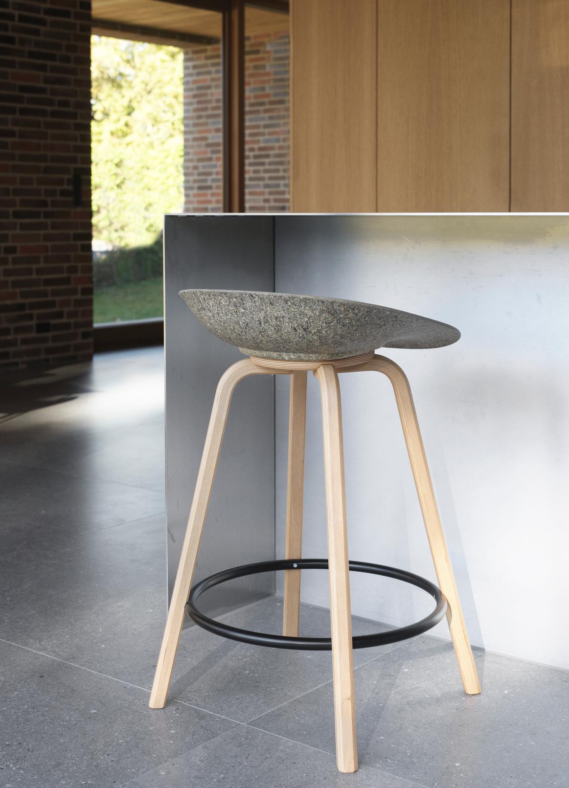 Green Mat Bar Chair with a beech base