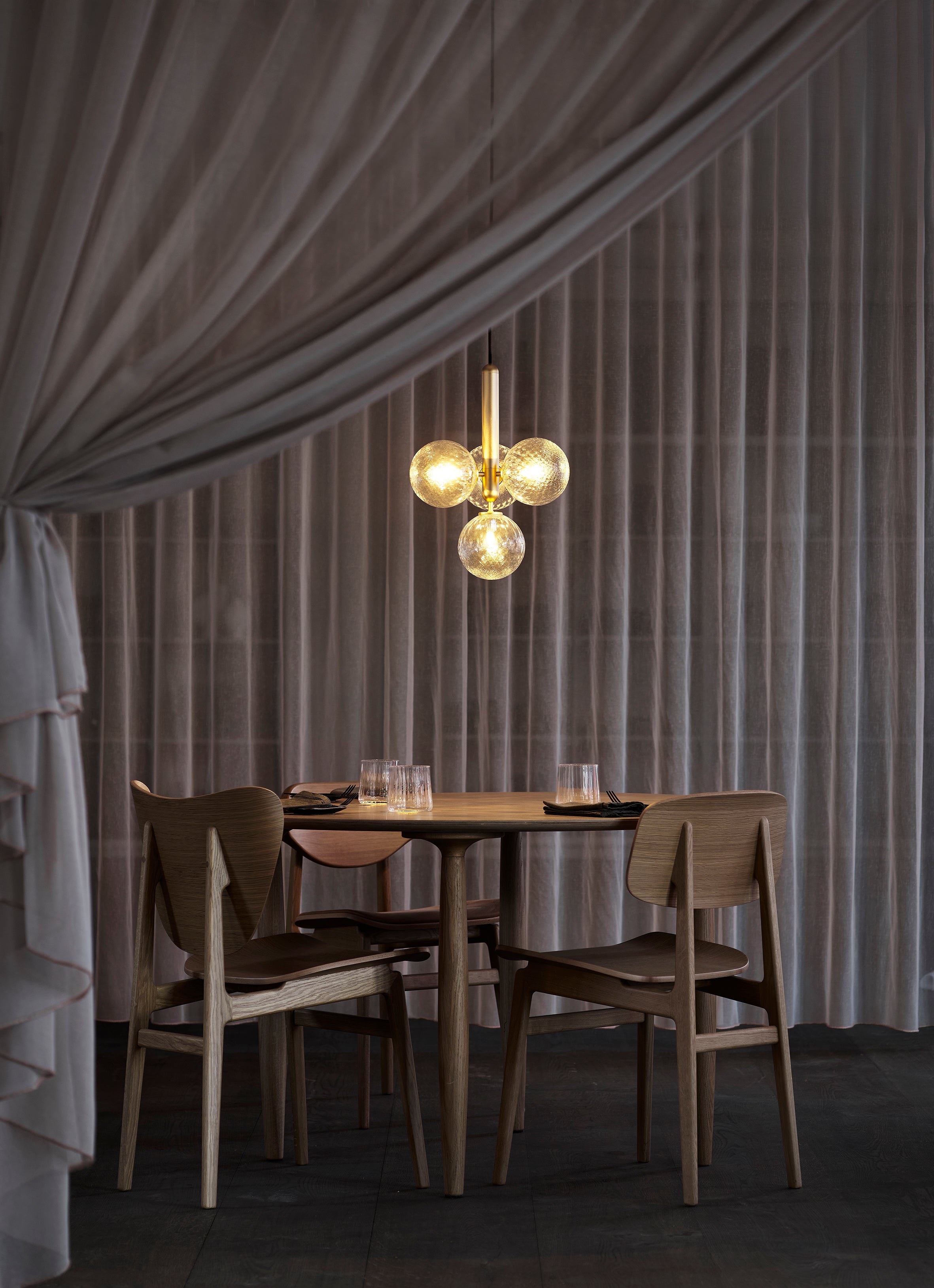 MIIRA 4 Pendant Lamp in Brass with Transparent Glass