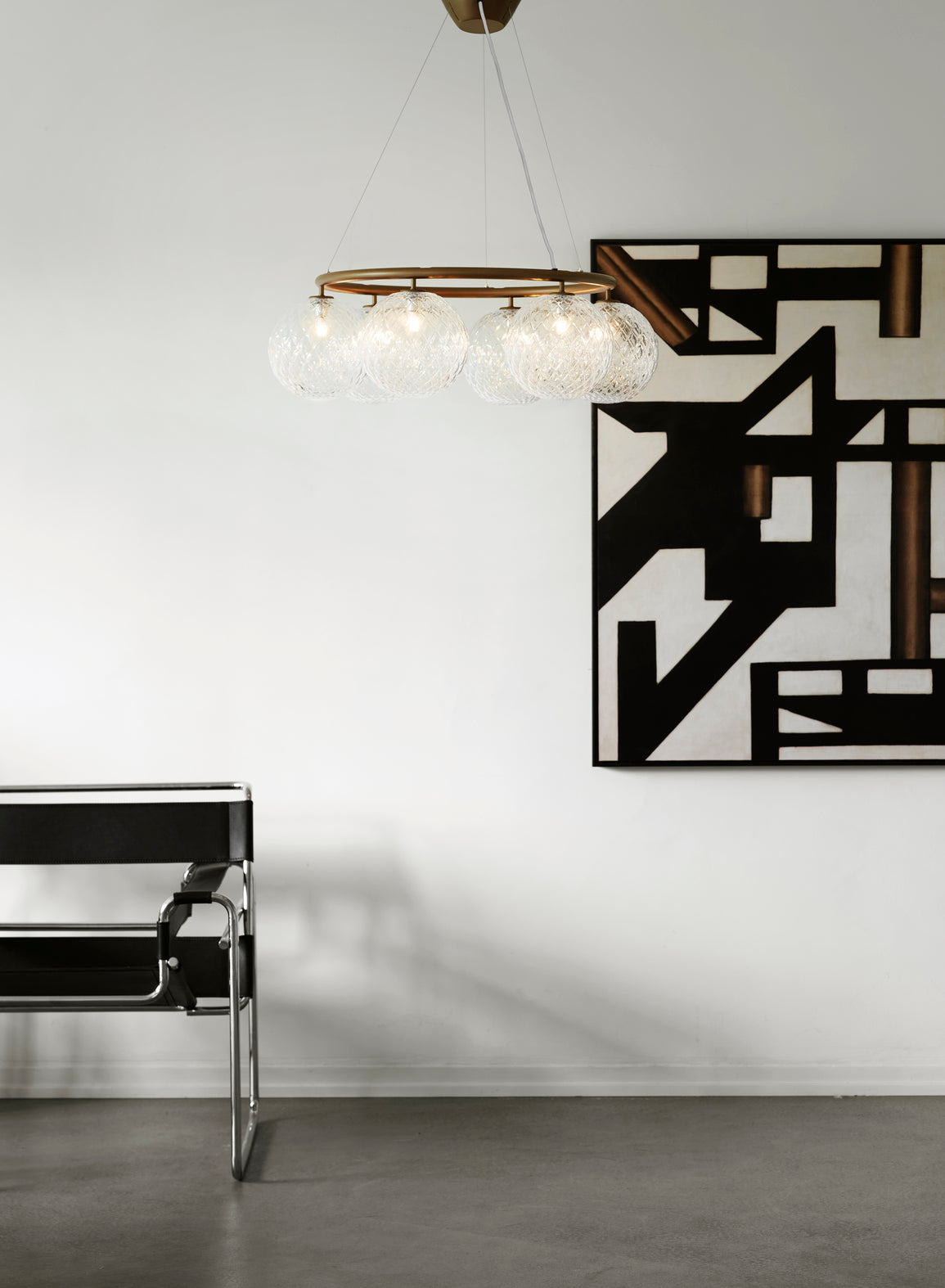 Závěsná lampa MIIRA 6 CIRCULAR tmavě hnědá s průhledným sklem