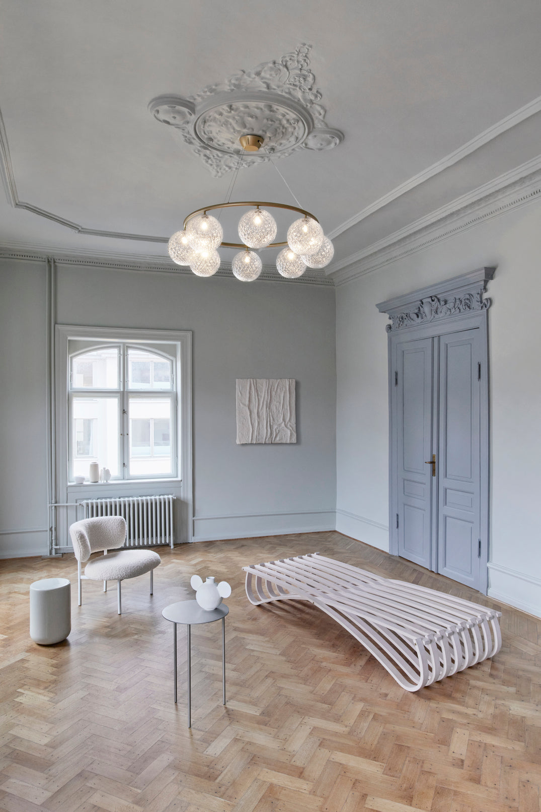 Lampa visící MIIRA 8 CIRCULAR mosazná s transparentním sklem
