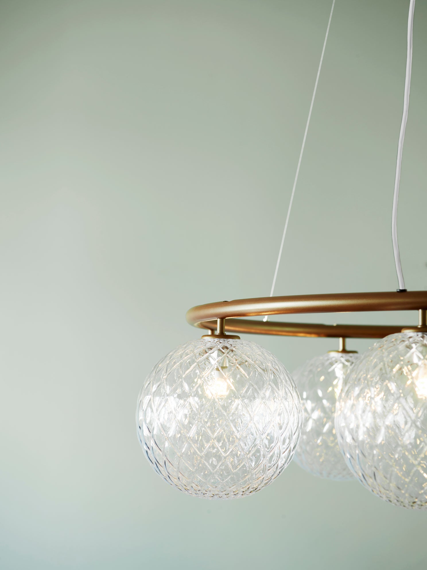 Závěsná lampa MIIRA 8 CIRCULAR tmavě hnědá s transparentním sklem