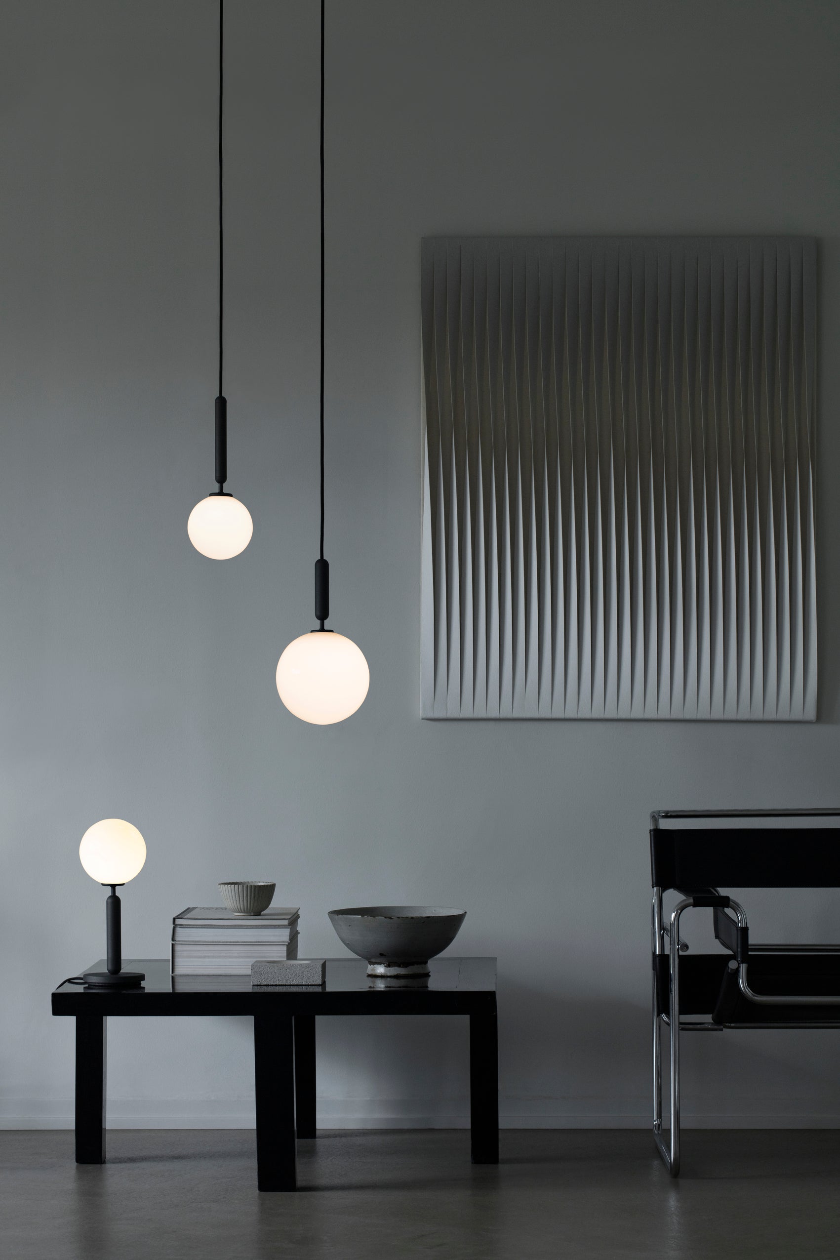 MIIRA Pendant Lamp in Graphite with Opal Glass