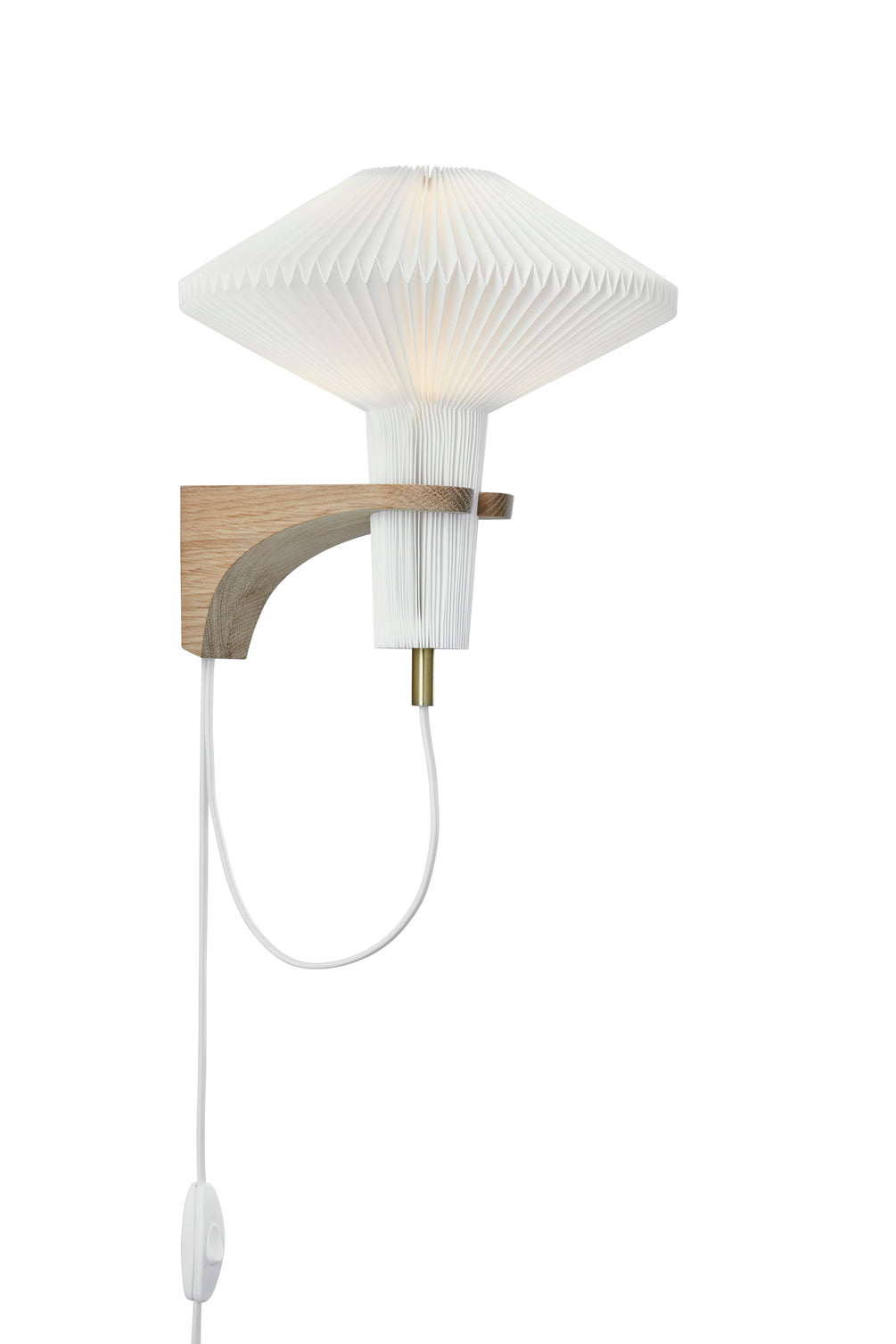 Wall lamp MODEL 204 MUSHROOM white with a light oak base