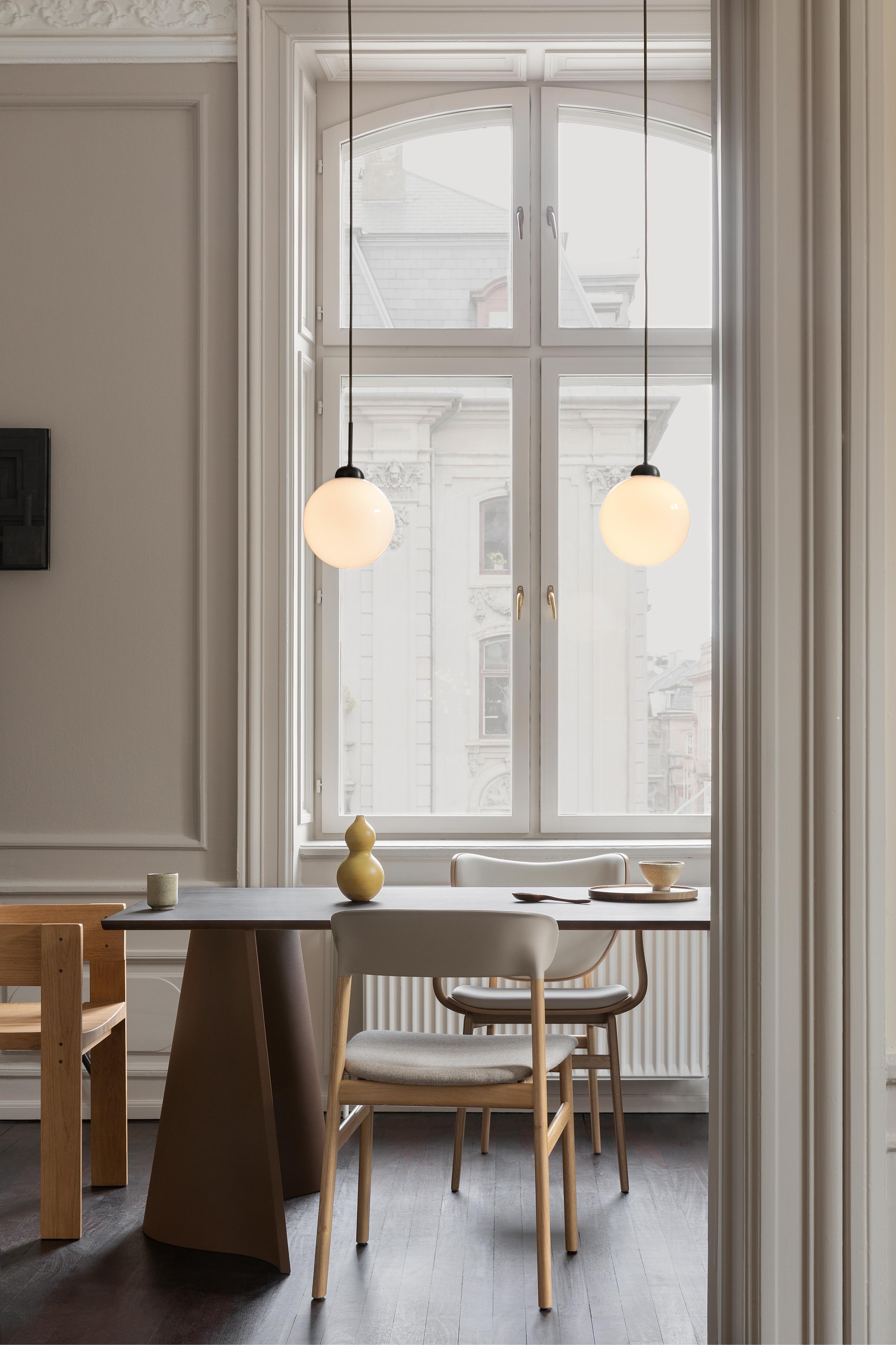 APIALES Black Pendant Lamp with Opal Glass