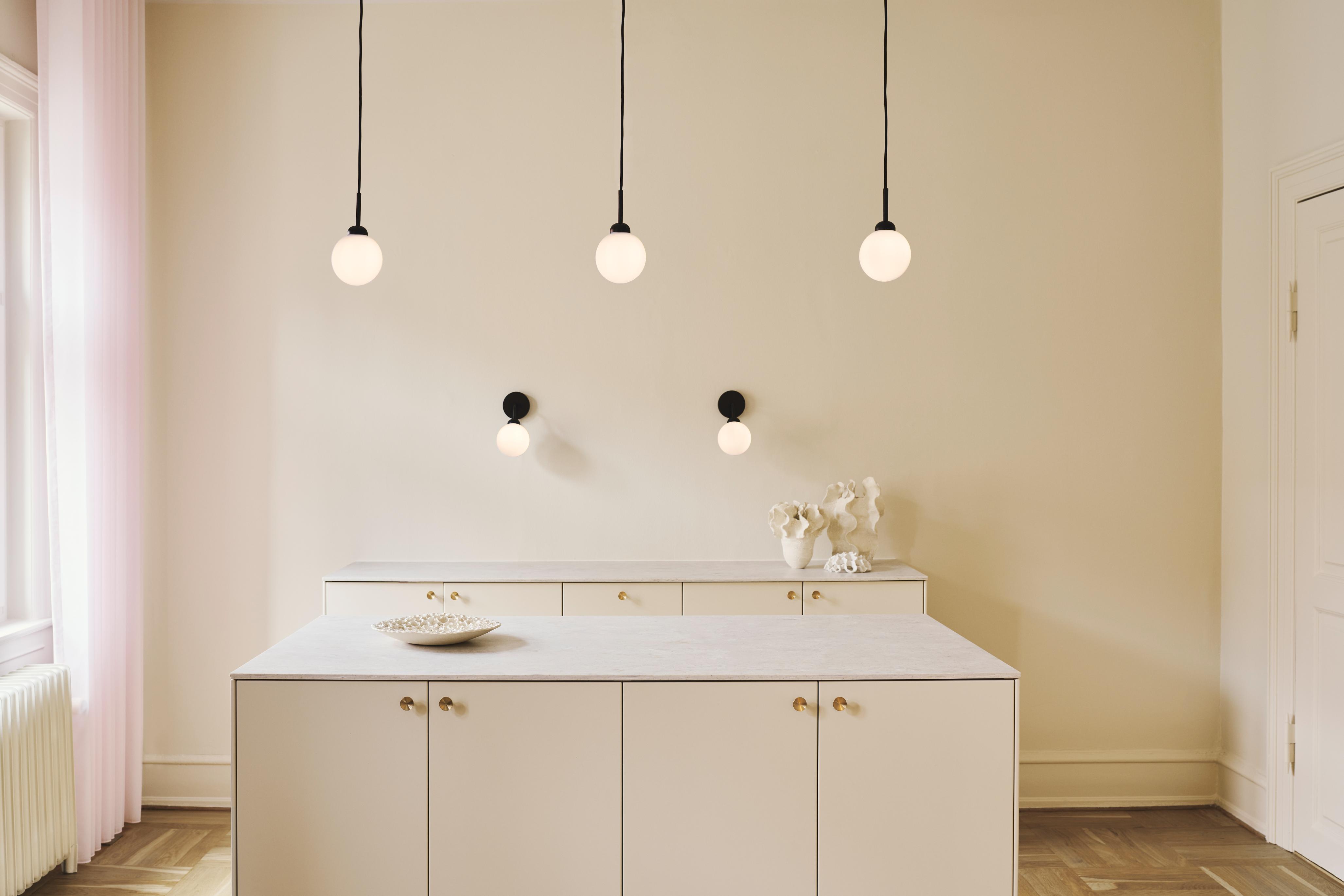 APIALES Black Pendant Lamp with Opal Glass