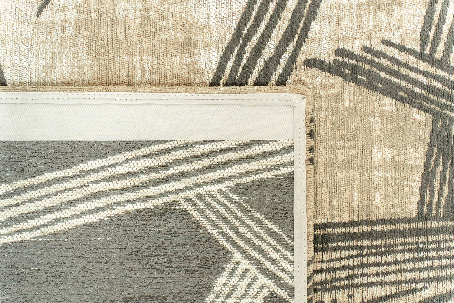 KANJI Beige Rug with Black
