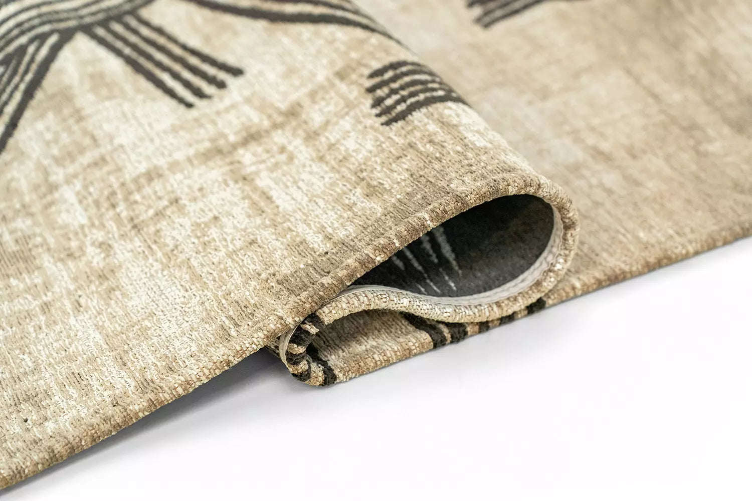 KANJI Beige Rug with Black