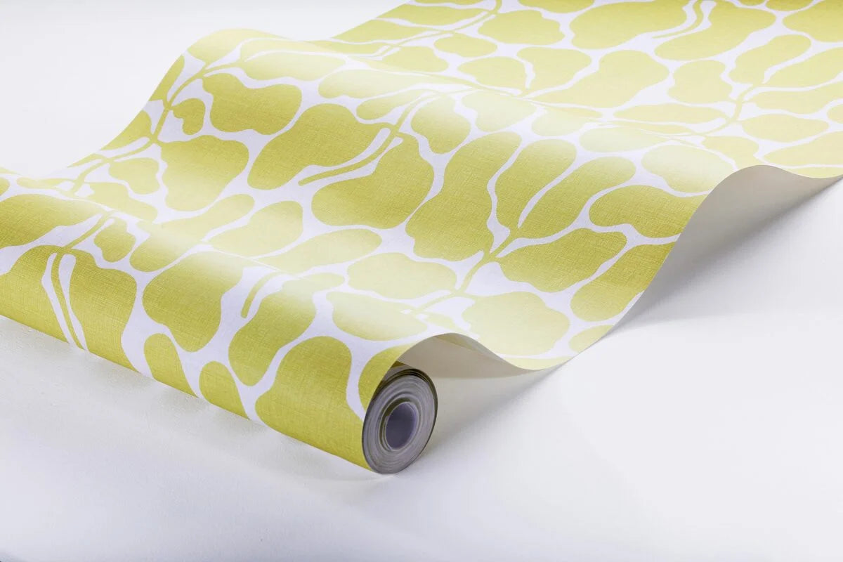 Tapeta flizelinowa papierowa z roślinnym wzorem MY SECRET GARDEN żółty z białym