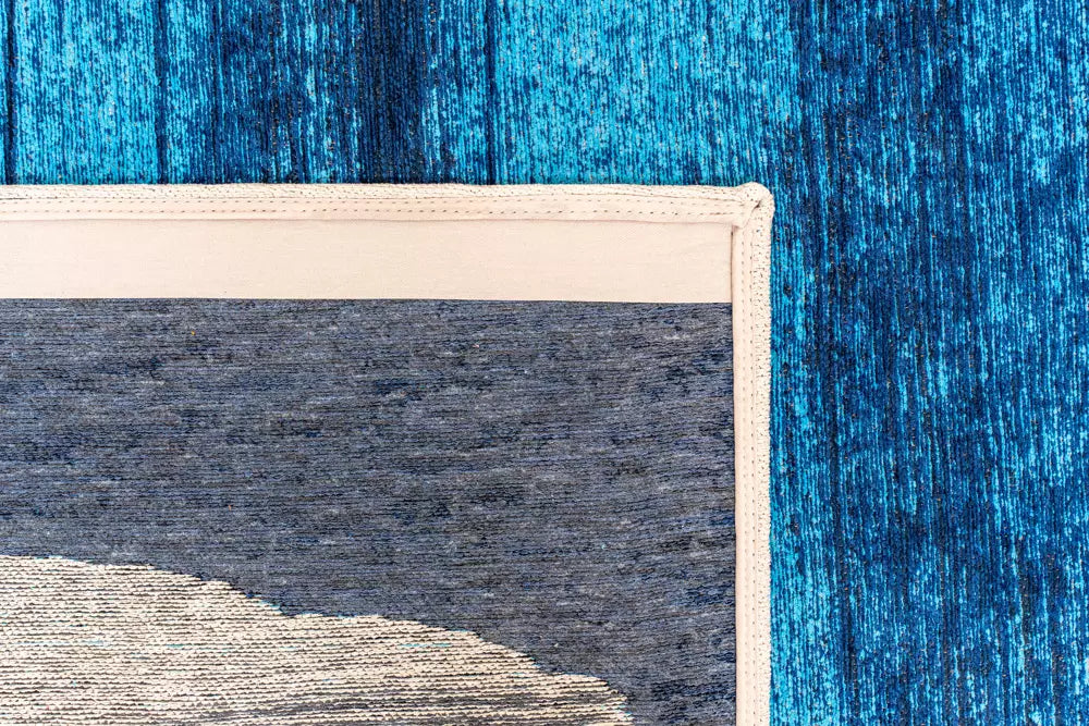 BRUSH Blue and Beige Rug