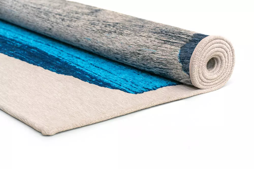 BRUSH Blue and Beige Rug