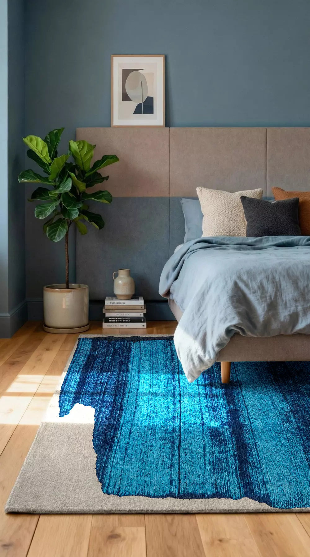 Koberec BRUSH modrý s béžovým