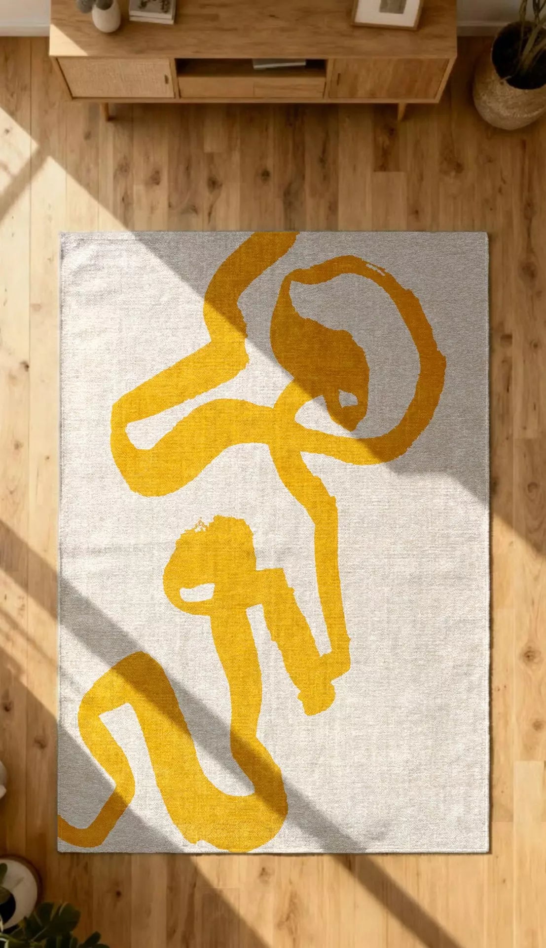 Bílý koberec RIBBON se žlutou barvou
