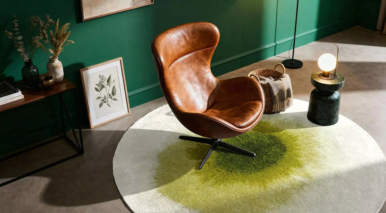 Kulatý koberec DROP bílý s fialovým