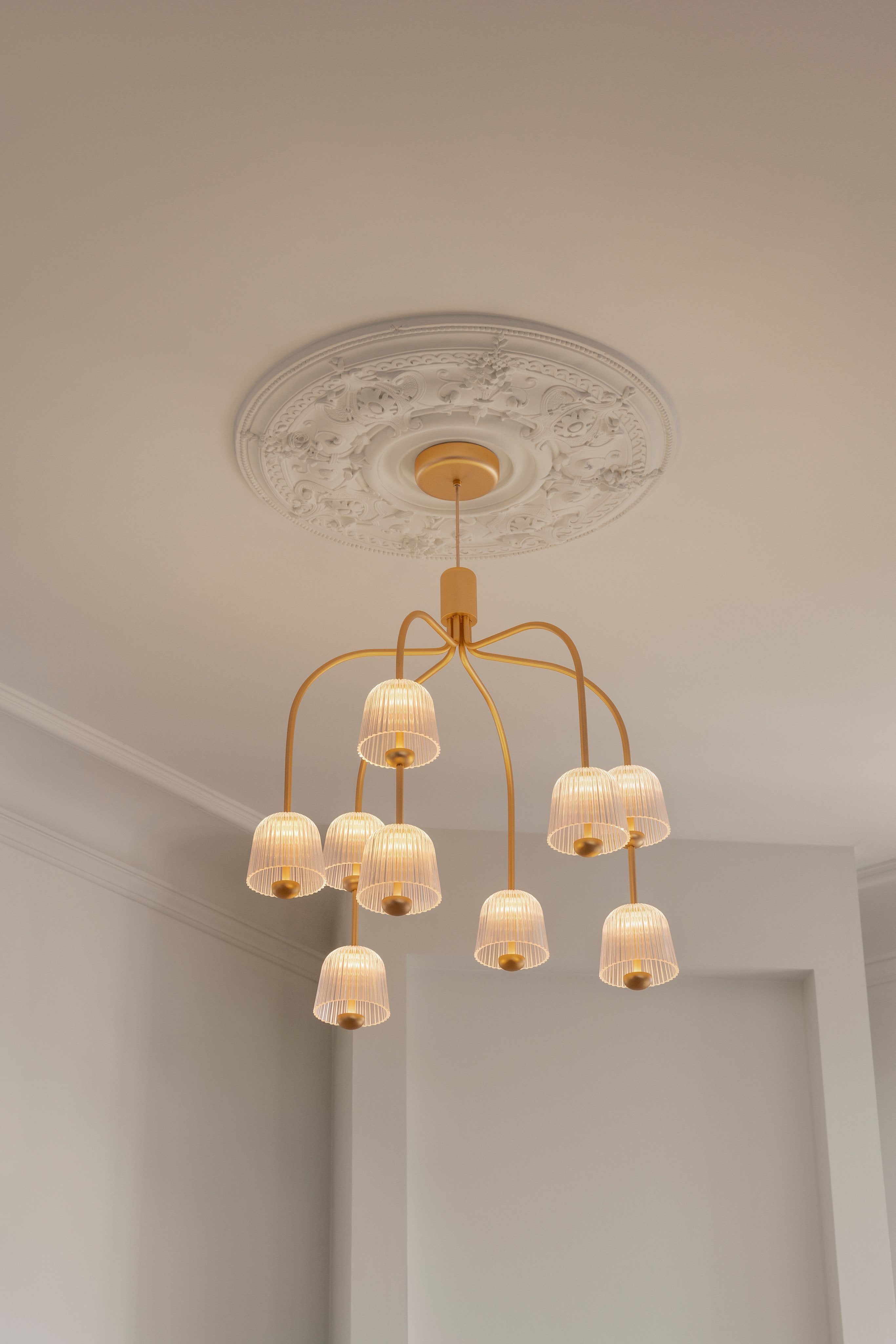 ASTEEA 9 Gold Chandelier with Transparent Finish