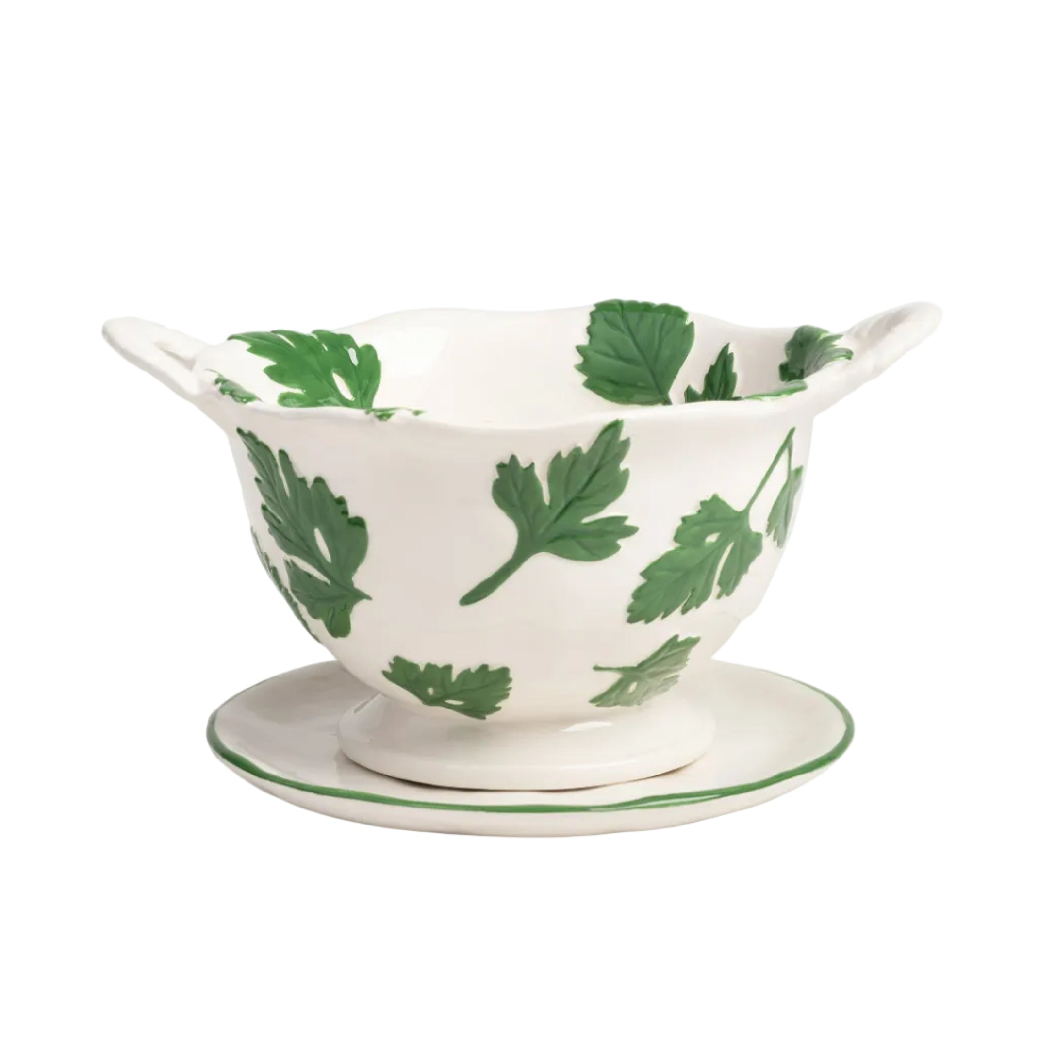 White colander with green base PARSLEY