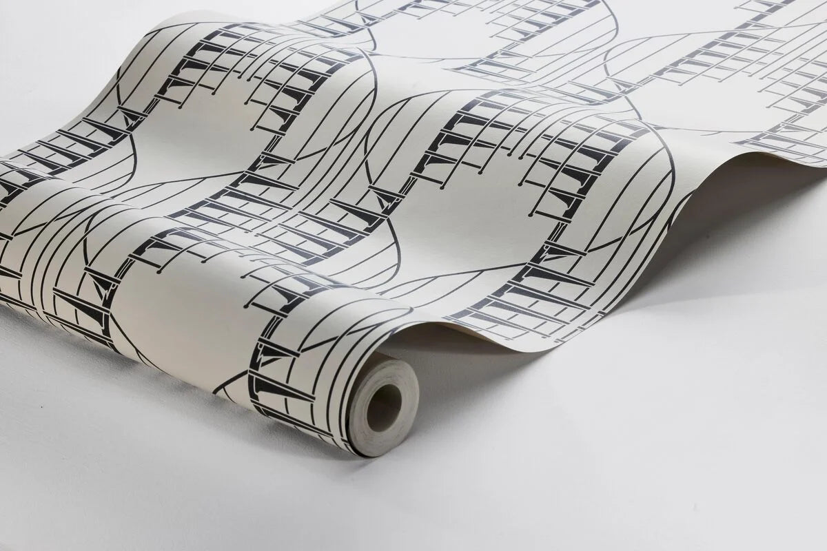 Tapeta s abstraktním vzorem STAIRCASE béžová s černou