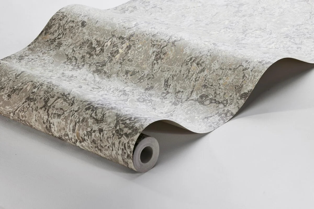 Tapeta imitující mramor TRAVERTINE šedá s béžovou