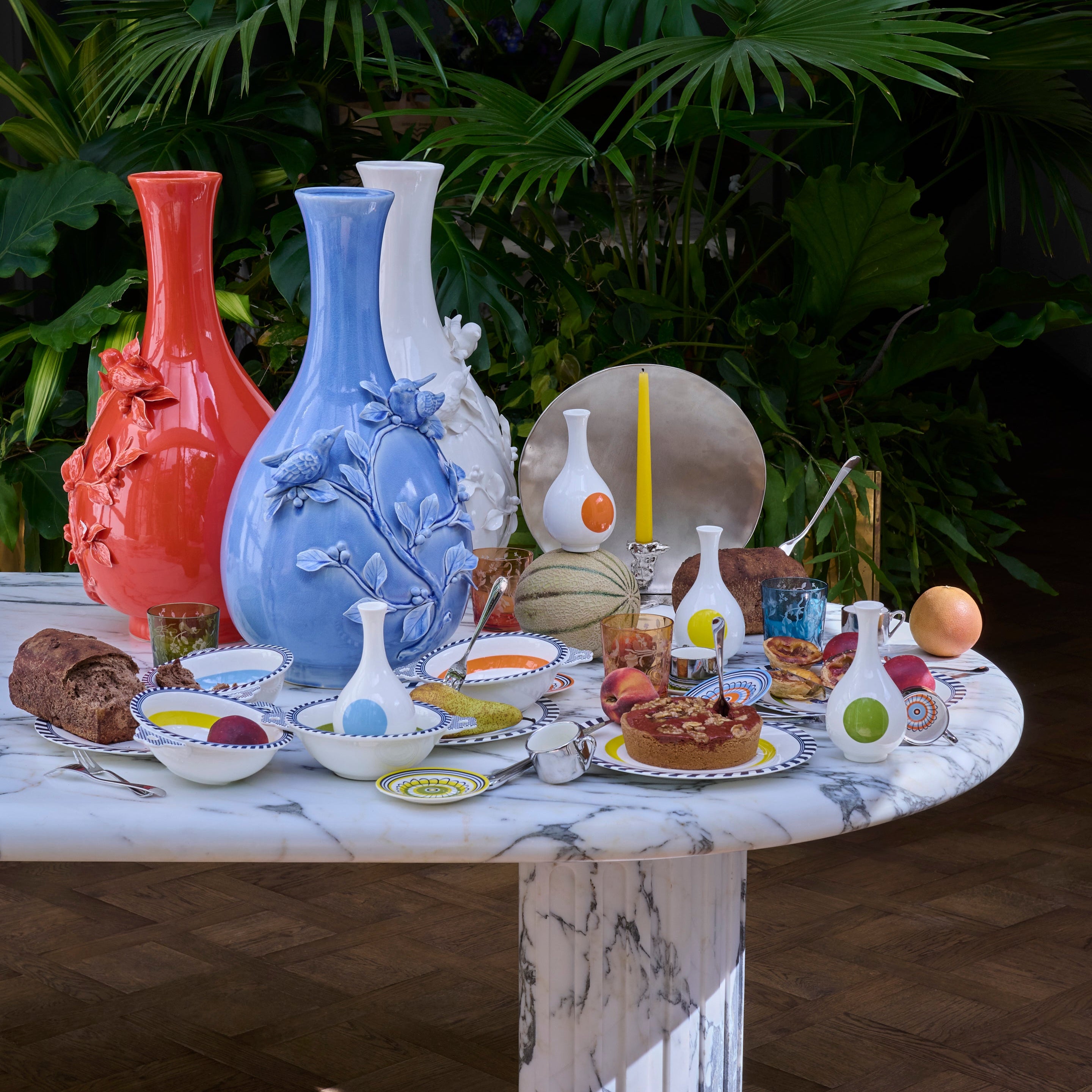 Sada sklenic ROZPTÝLENÉ KVĚTY modrá s pískovaným vzorem