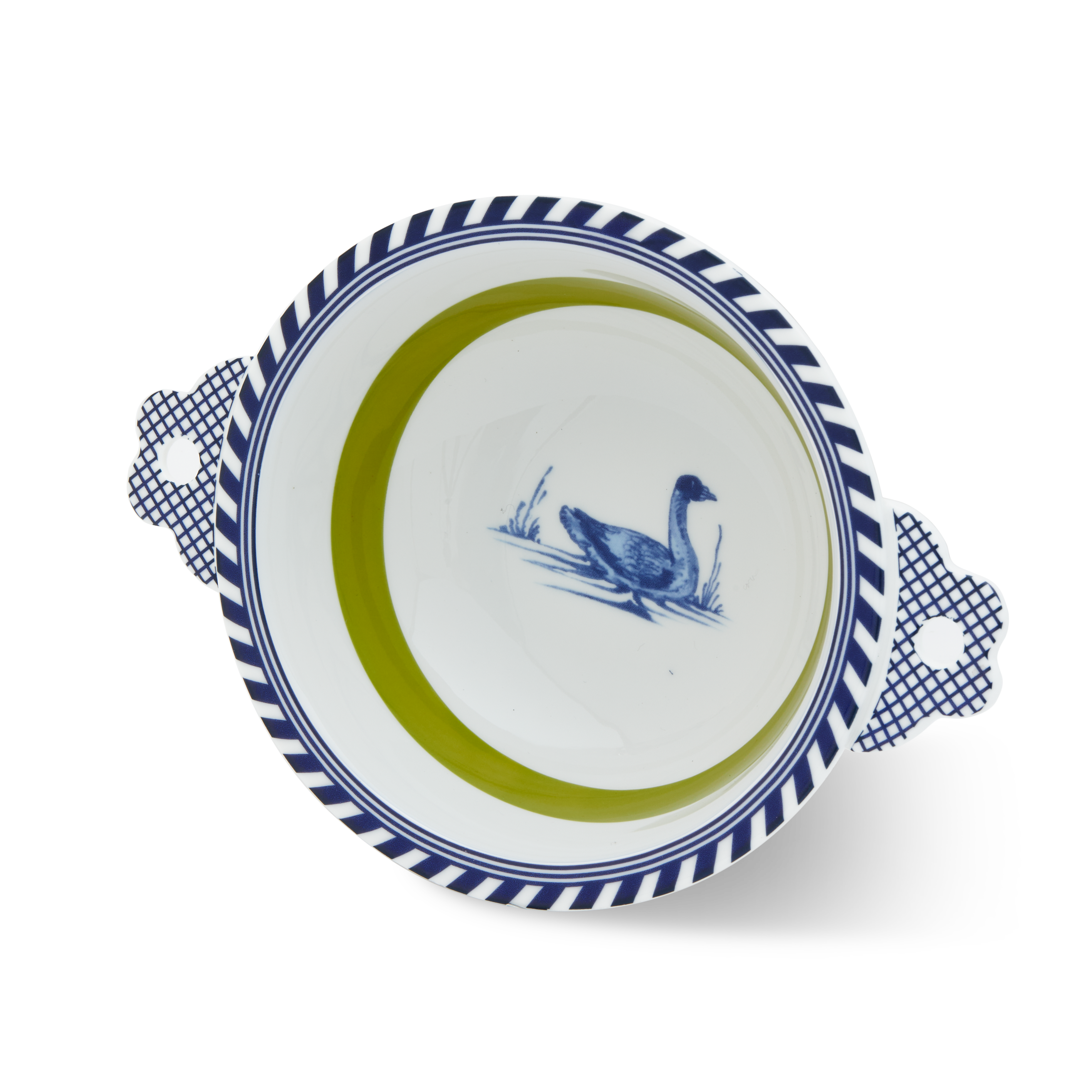 Miska BIRD biały z oliwkowym i niebieskim