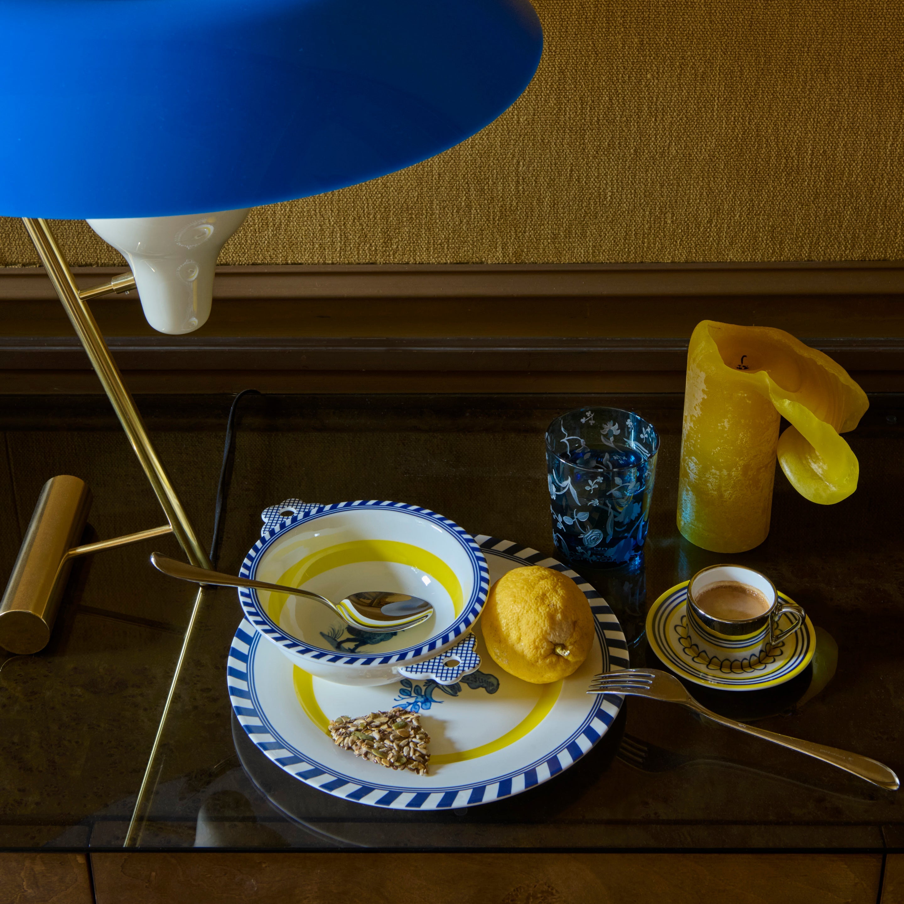 Sada šálků na espresso FLORAL oranžová a modrá