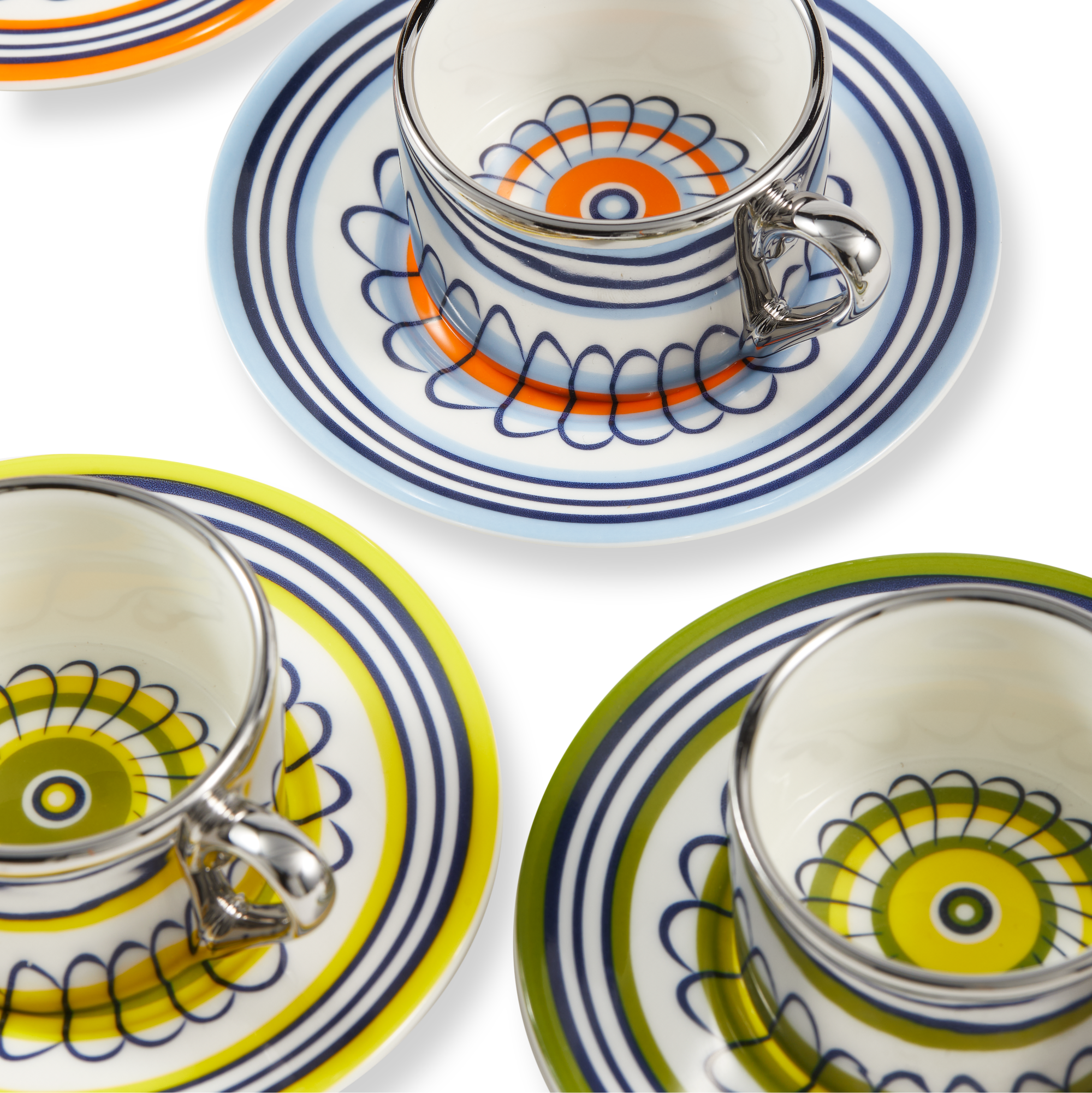 Sada šálků na espresso FLORAL žlutá a olivová