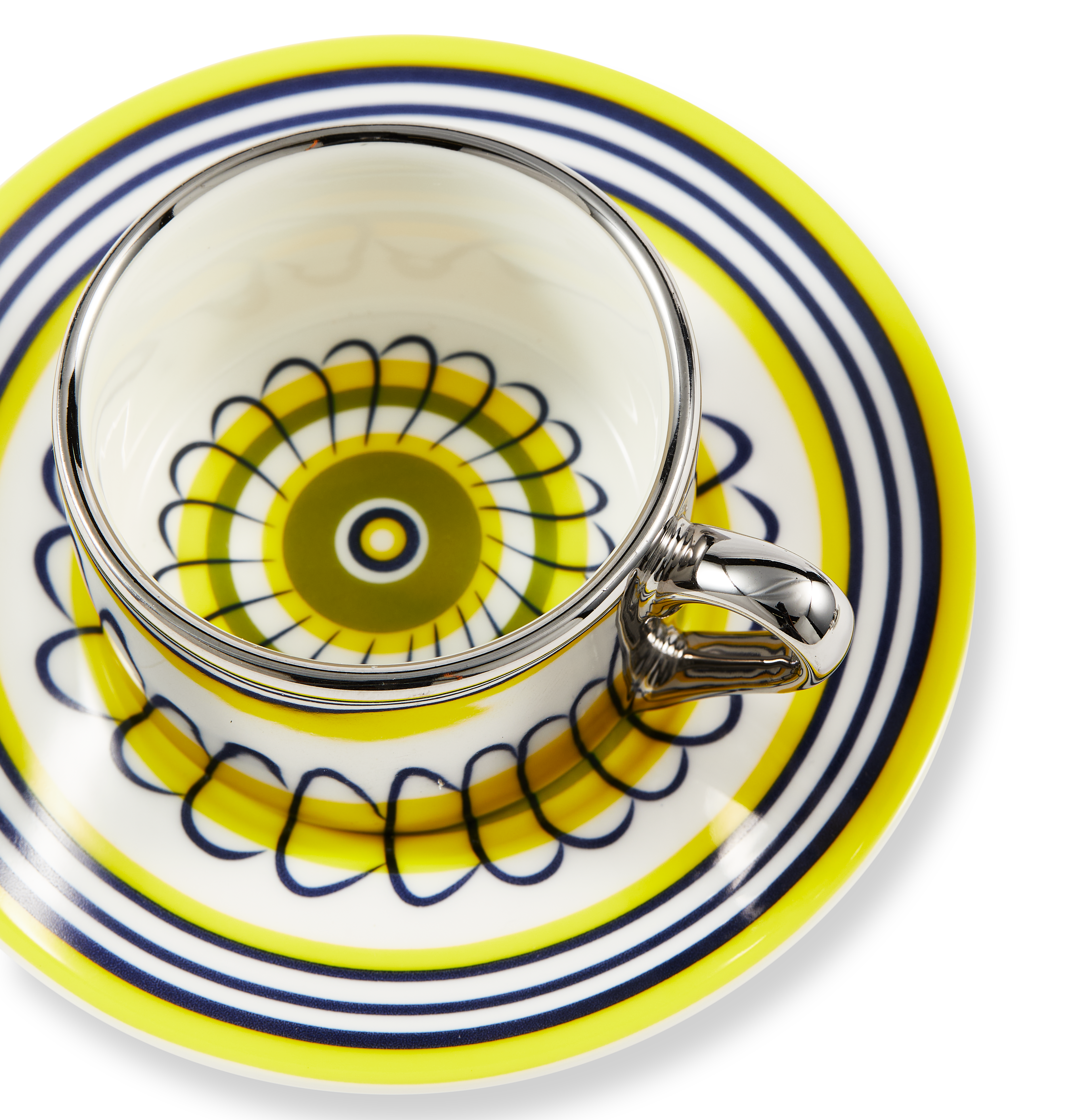 Sada šálků na espresso FLORAL žlutá a olivová