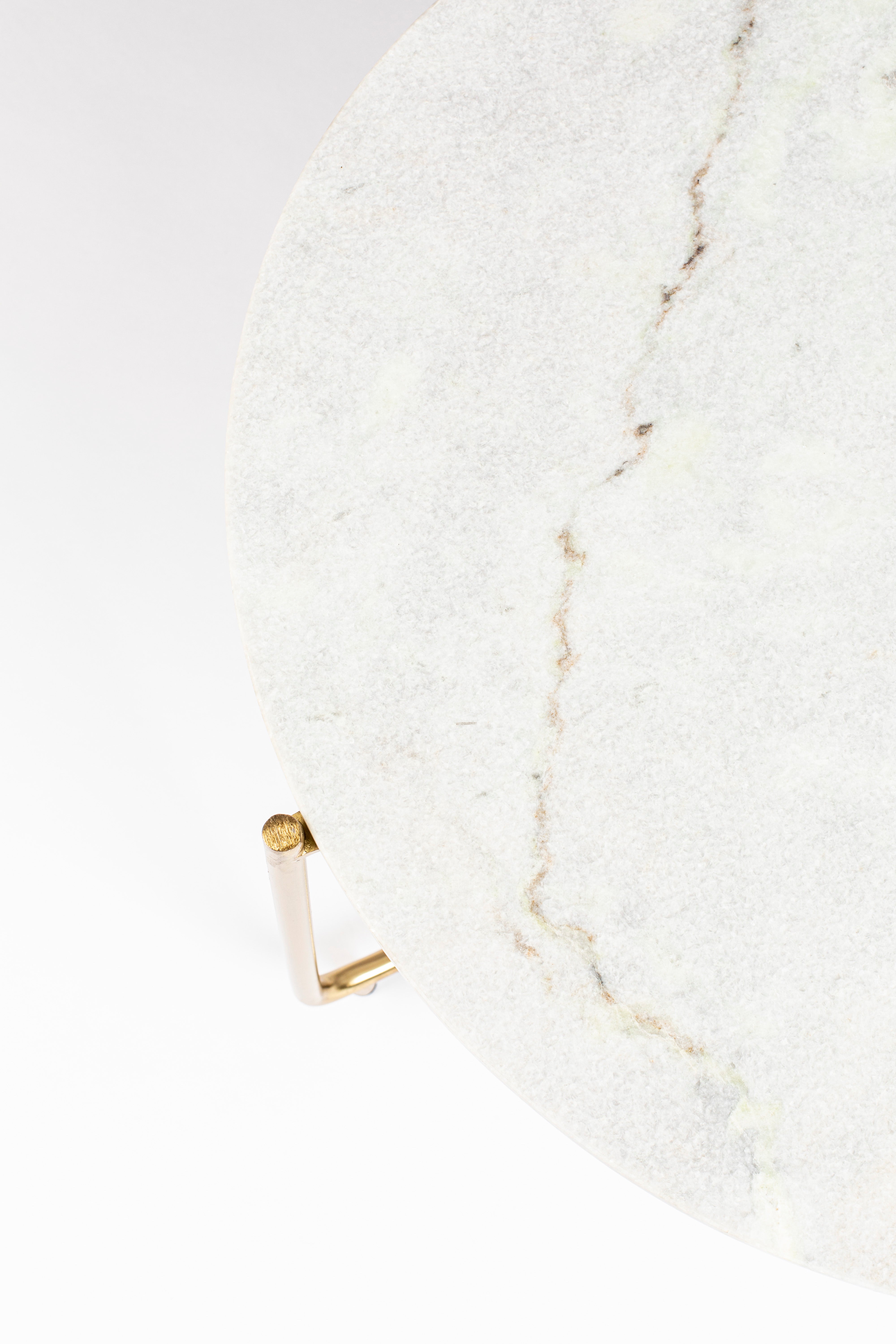 Konferenční stolek TIMPA bílý mramor se zlatým podstavcem