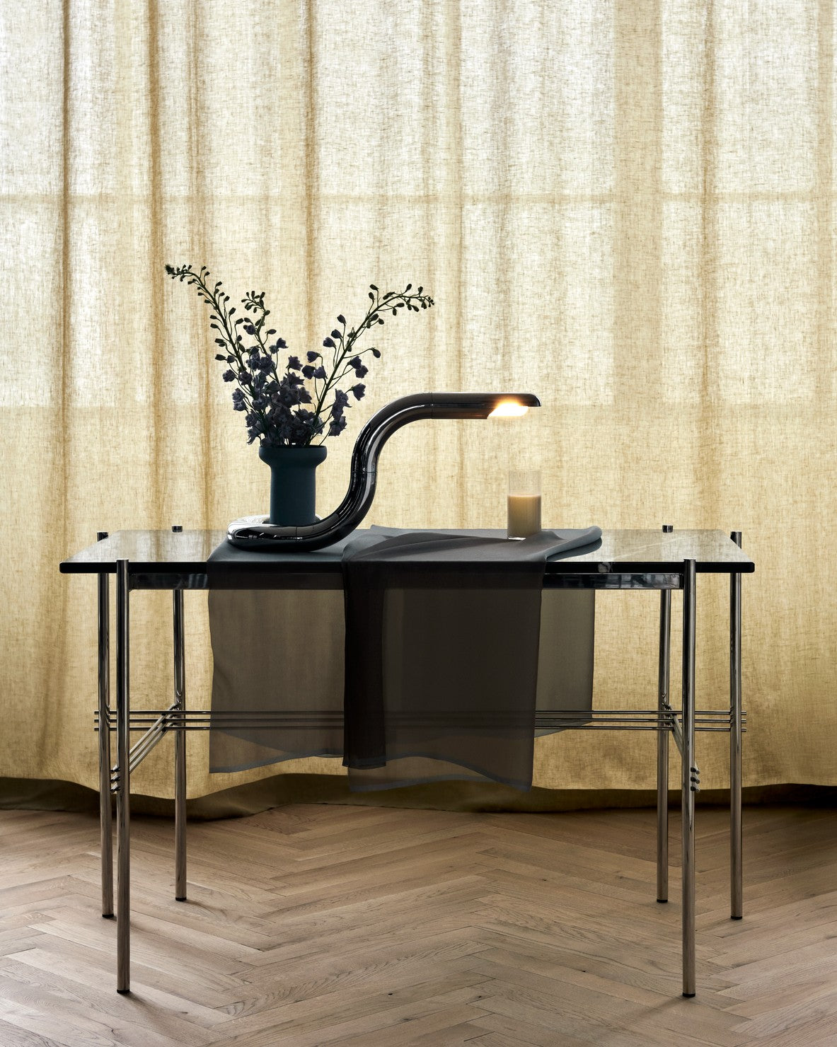 TS desk black marble with chrome base