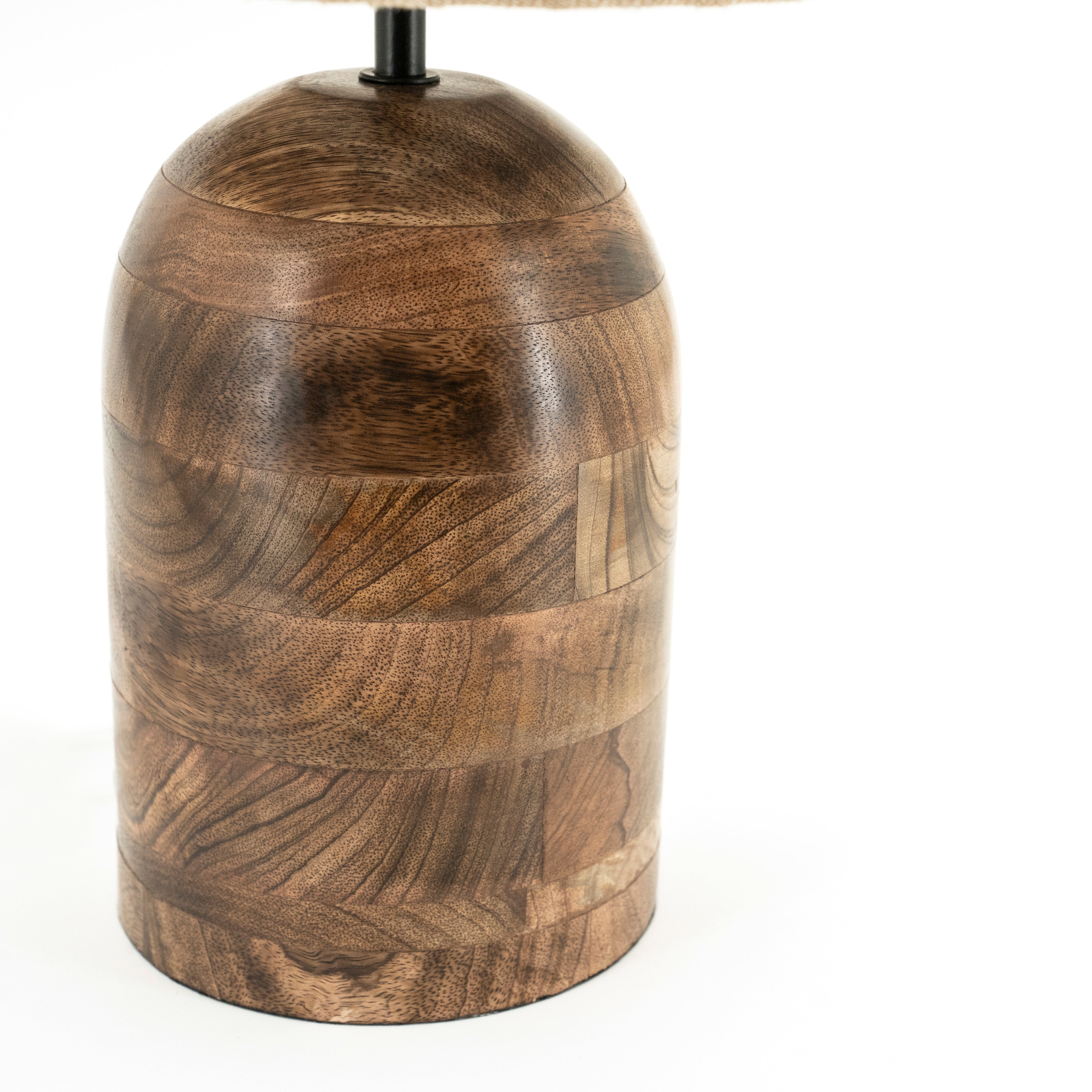 Stolní lampa GADJA juta s dřevěným podstavcem