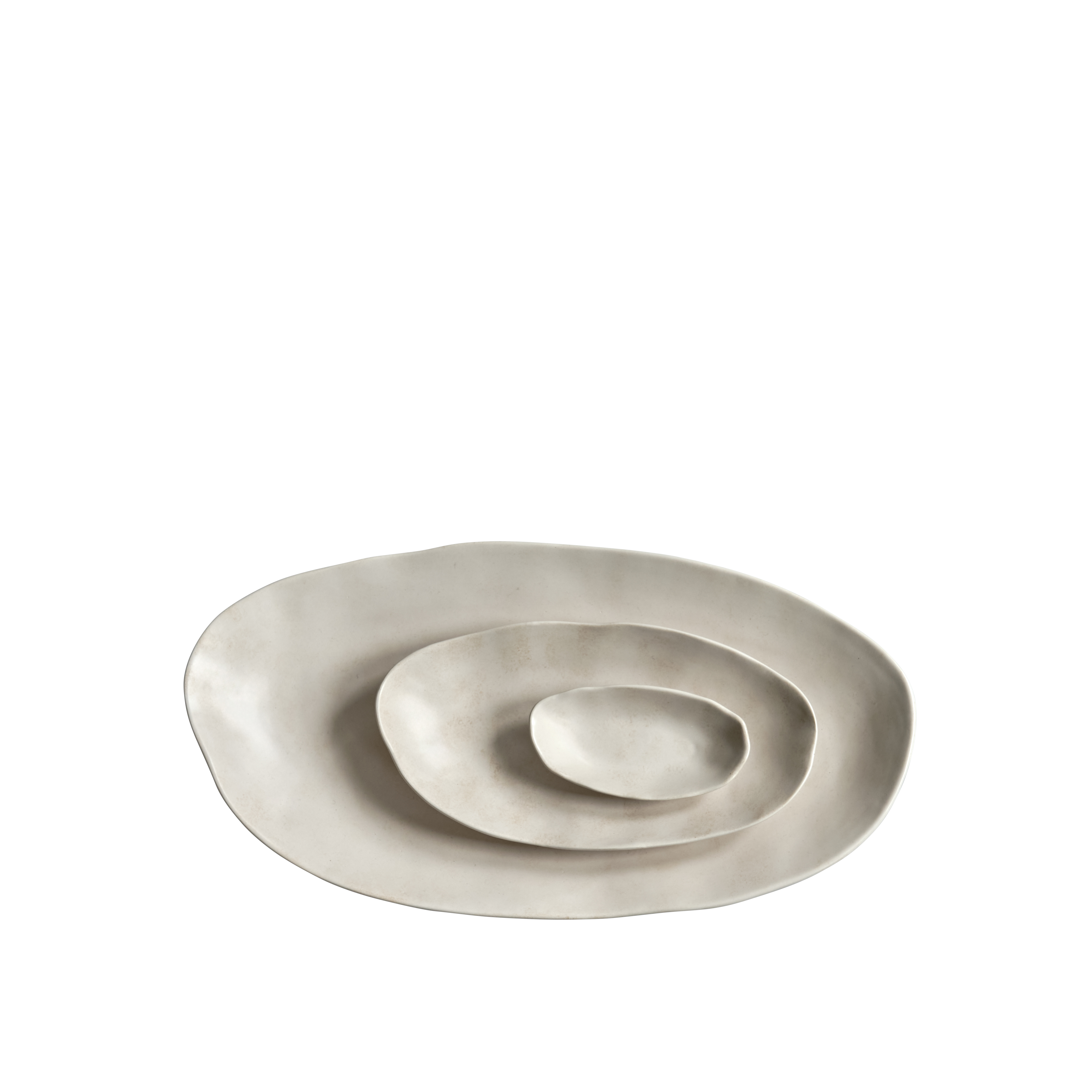Set of Oval Trays NATIVE White Stoneware