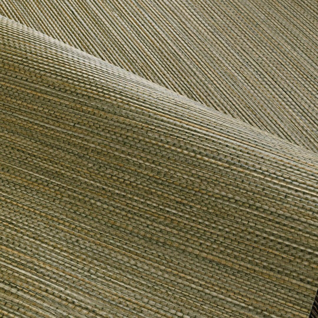 Structural wallpaper imitating seagrass fibers ZOSTERA - DARK GREEN KAKI