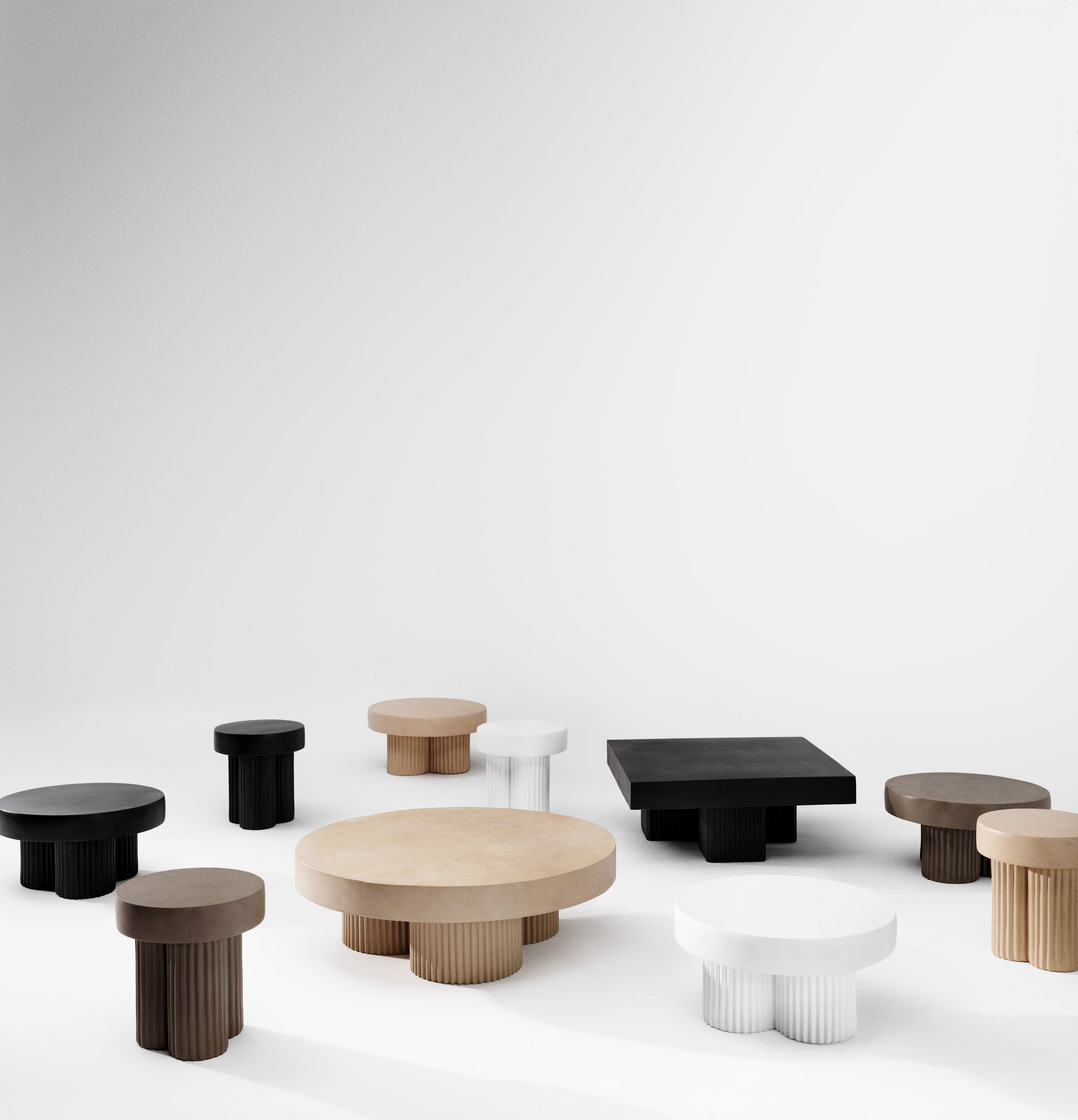 Stolik boczny okrągły GEAR beżowy beton