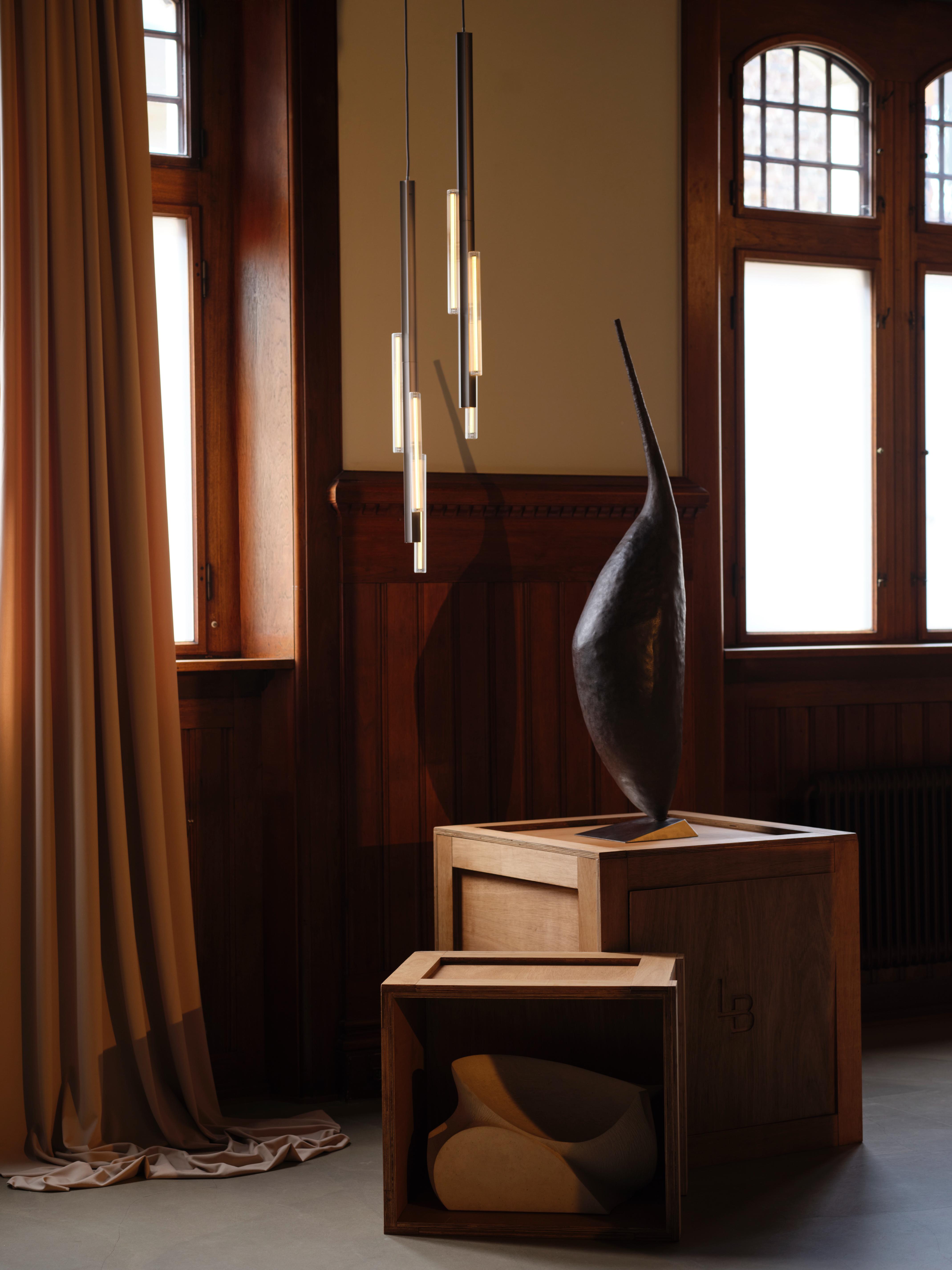 Lampa visící 3-bodová HAIL kartáčovaný bronz