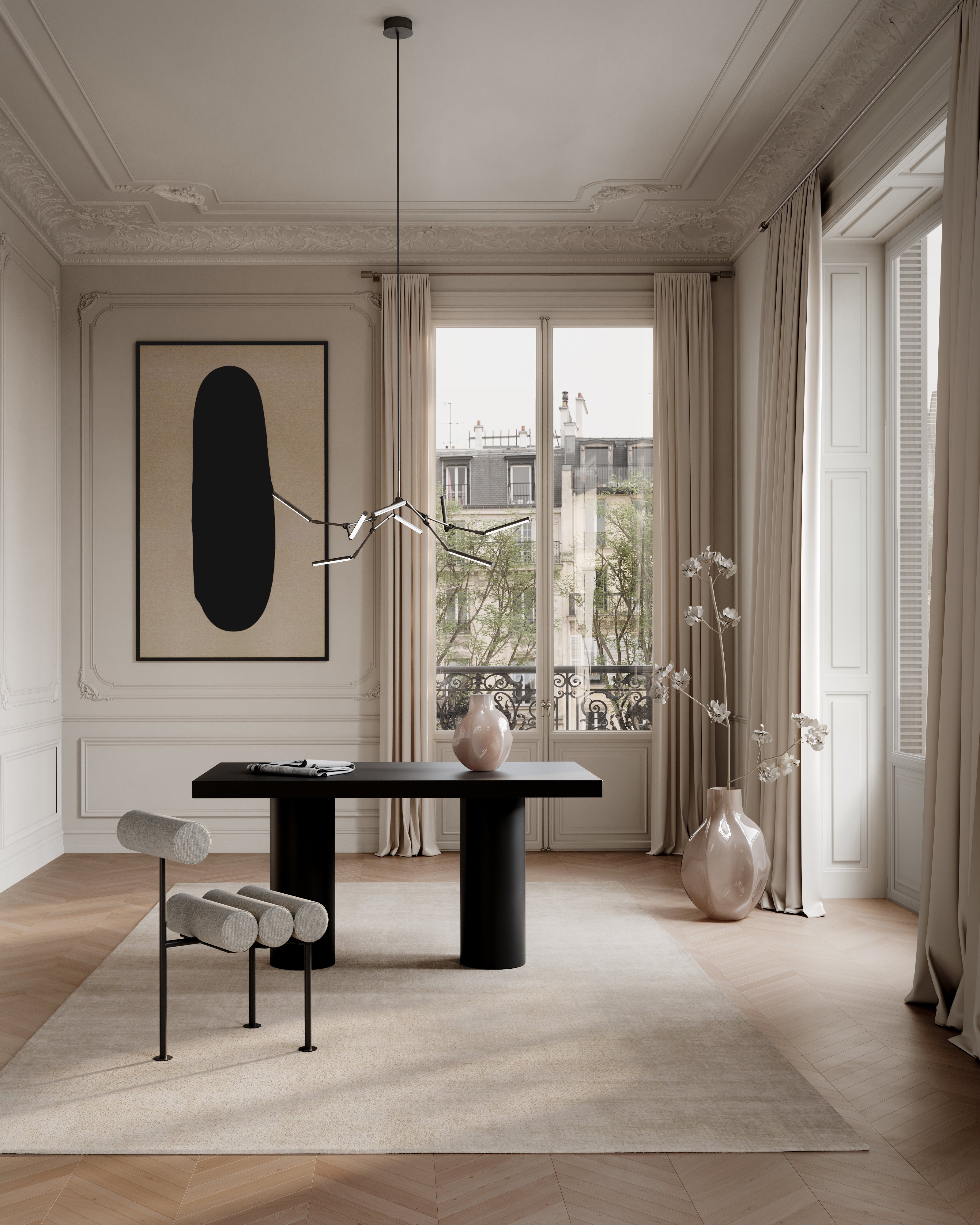 STICK chandelier brown