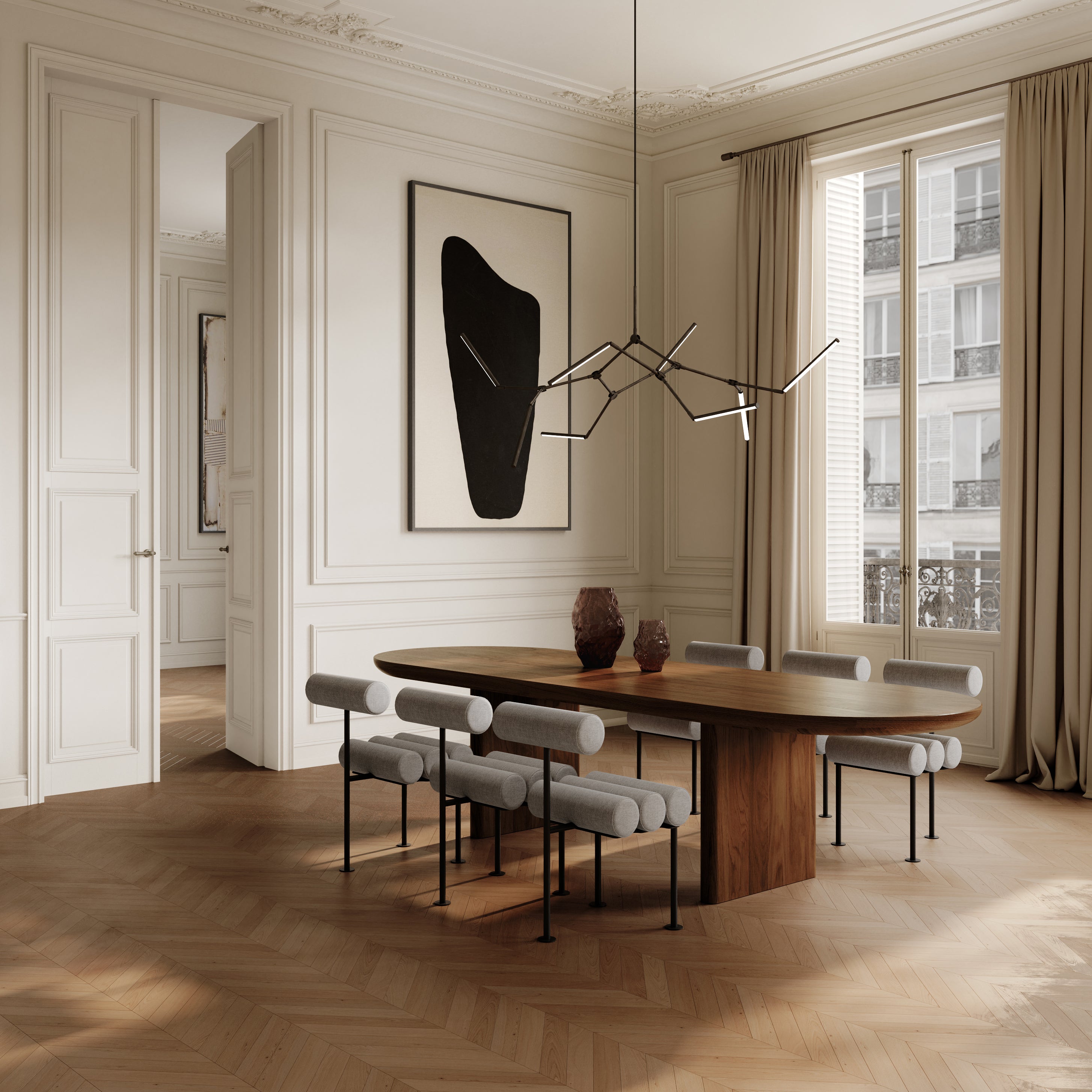 Židle HIRO béžová s černým podstavcem