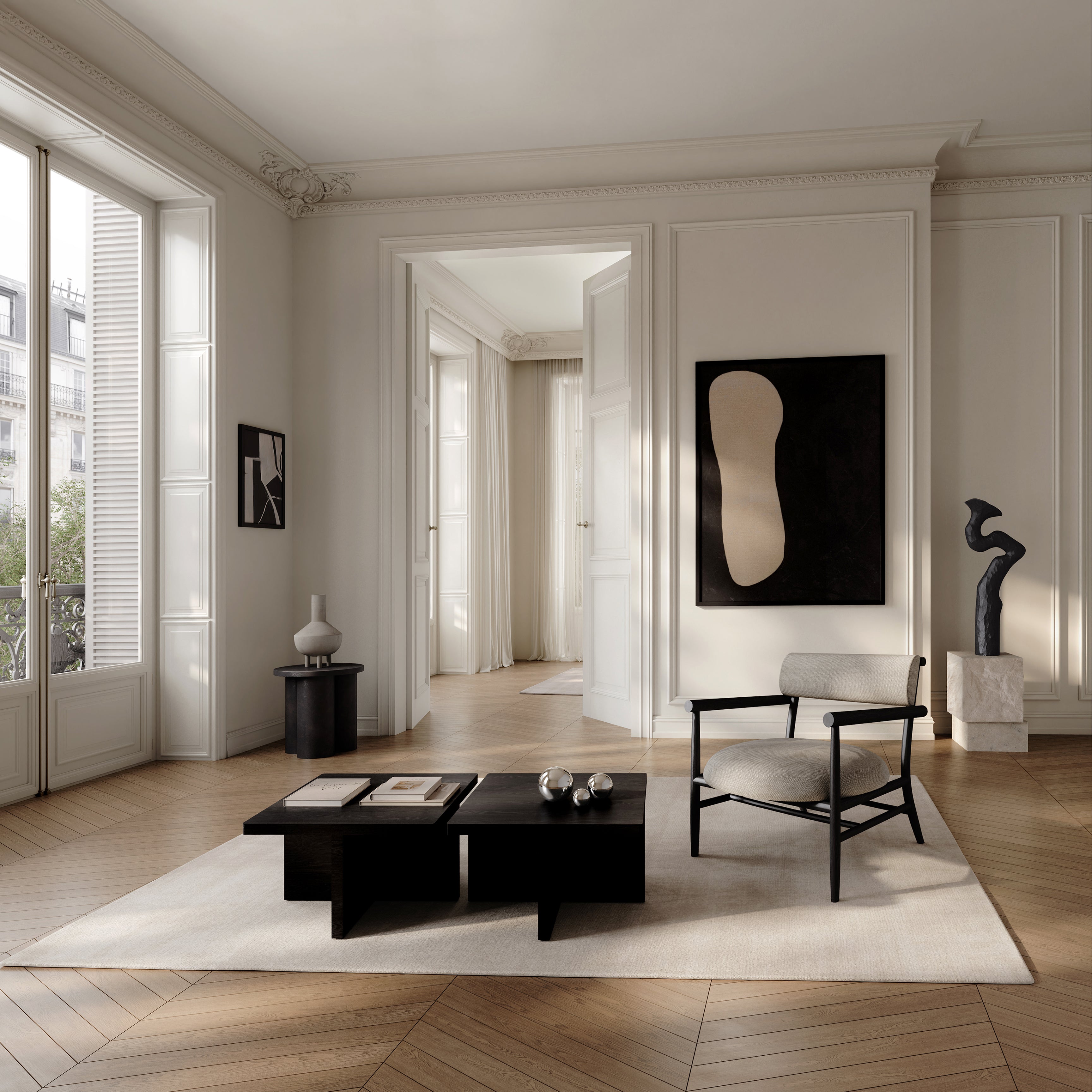 Stolik kawowy BRUTUS czarny dąb