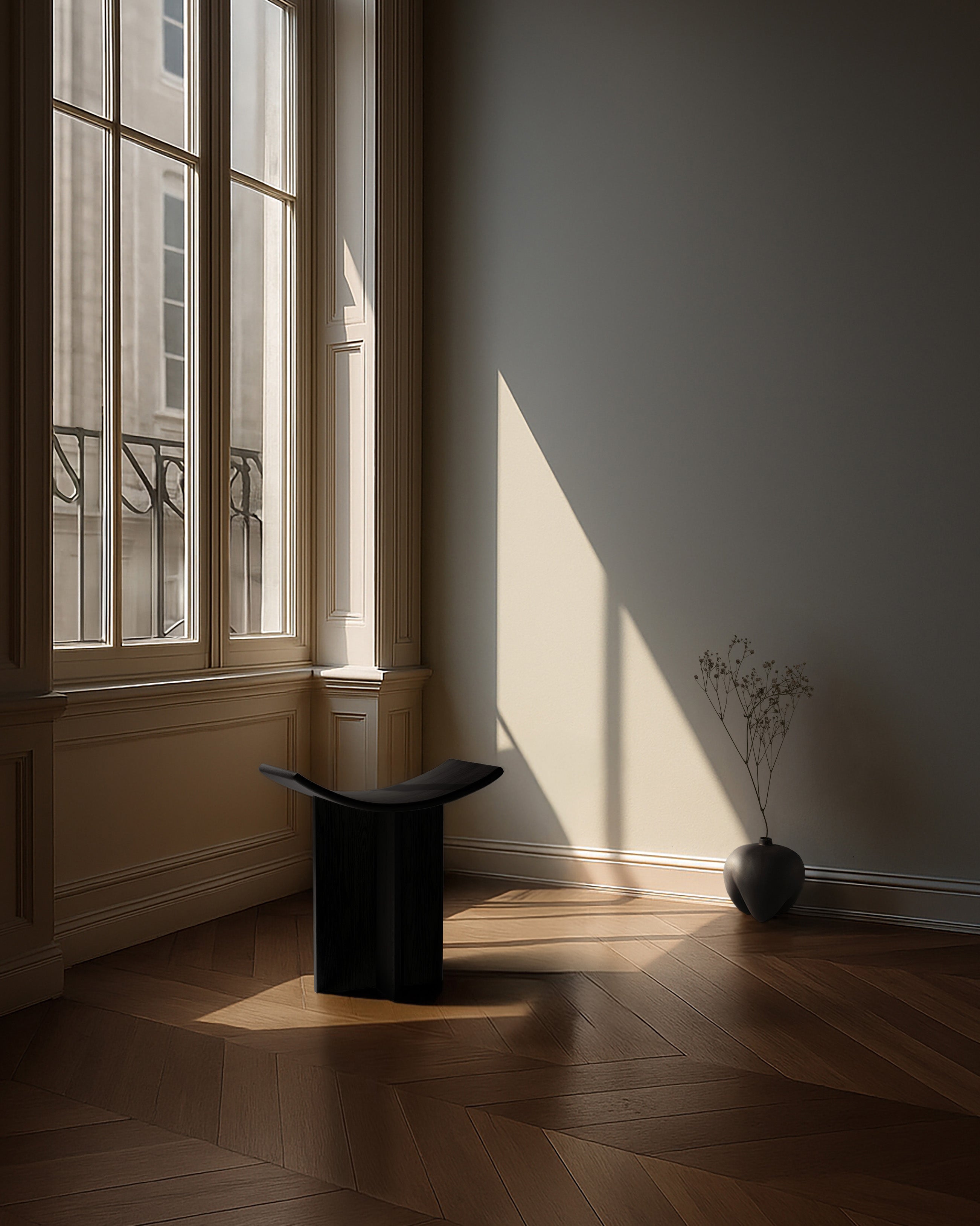 Stołek BRUTUS czarny dąb