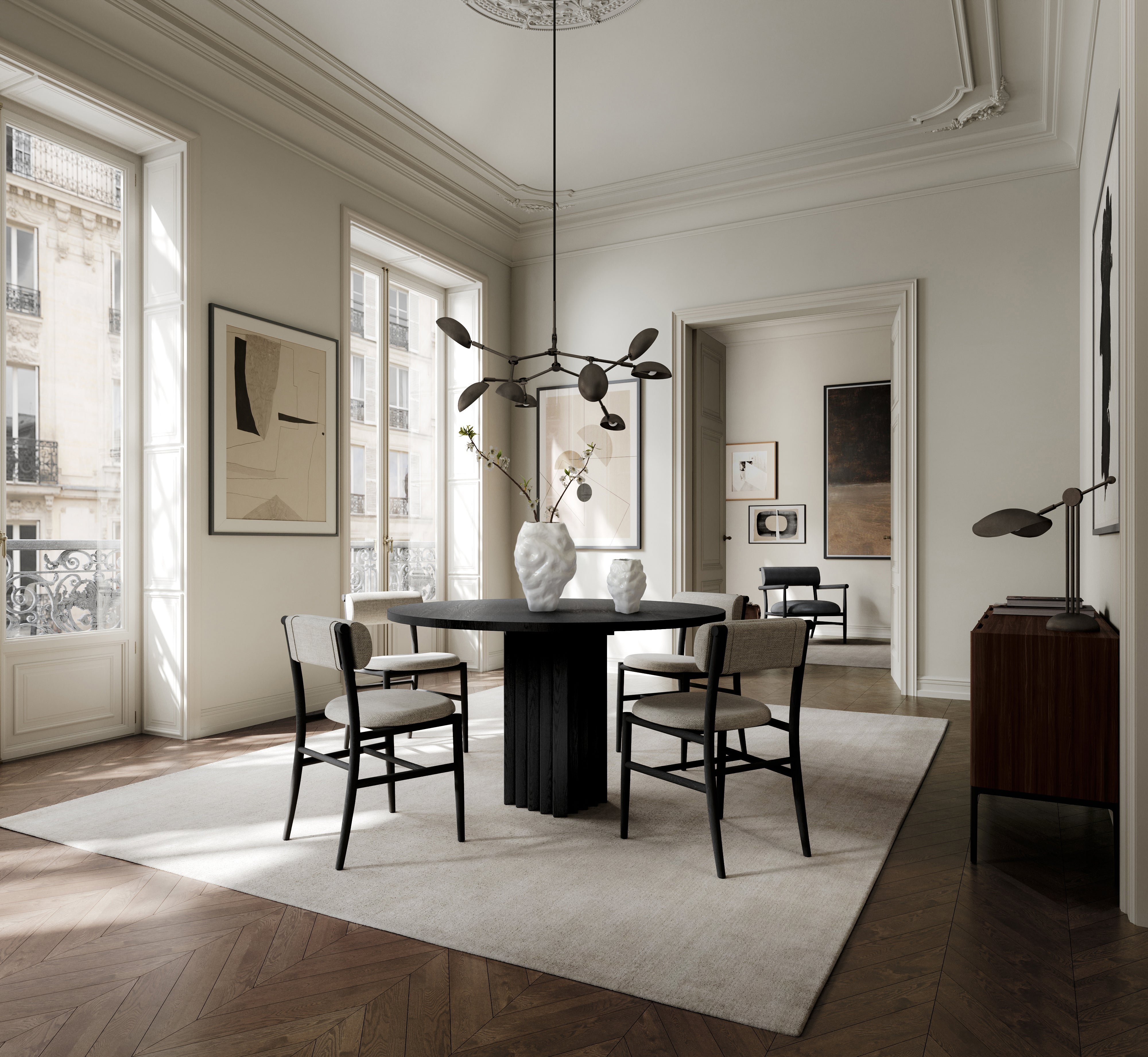 Krzesło z podłokietnikami NAMA beżowy z czarną podstawą