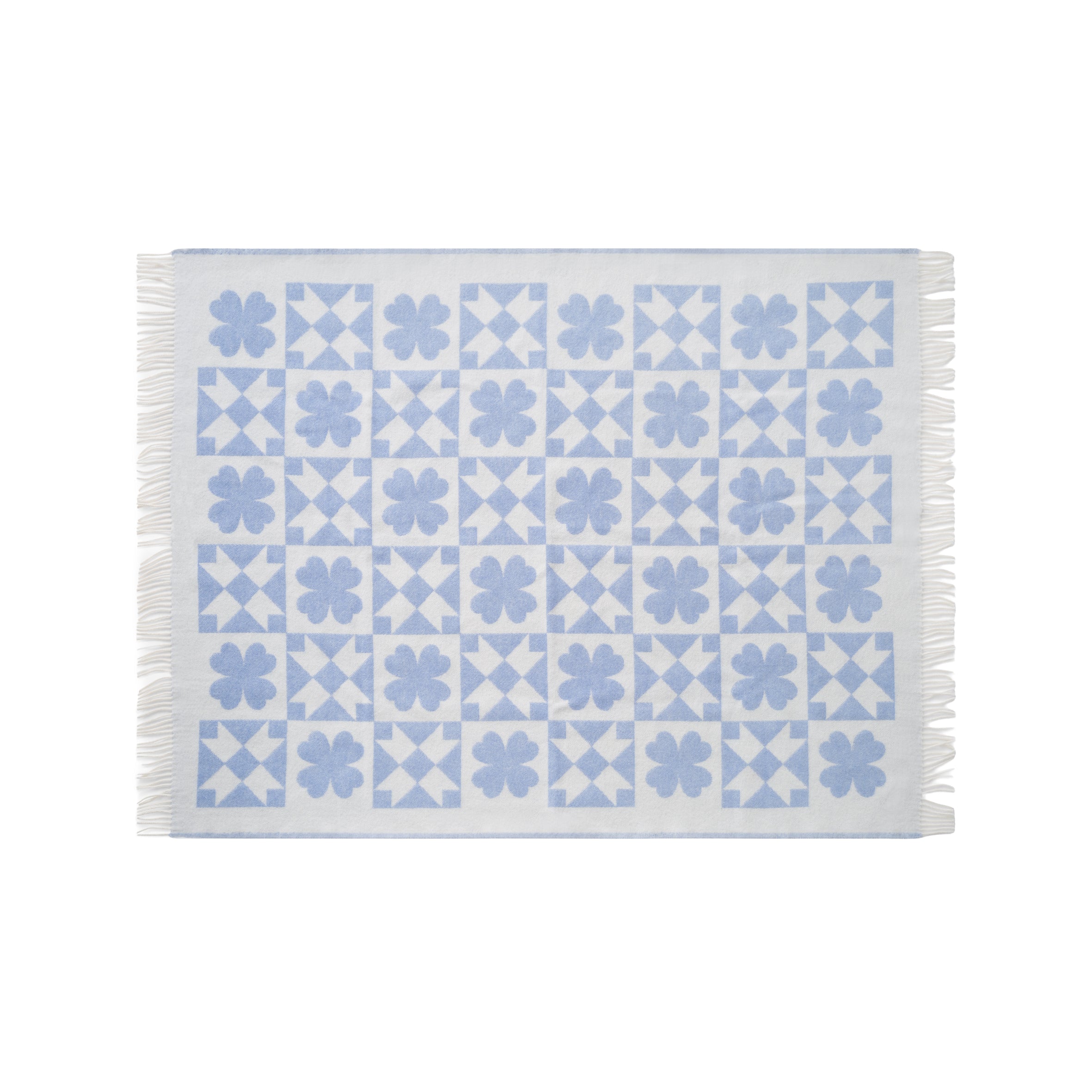 Blue quilt with white