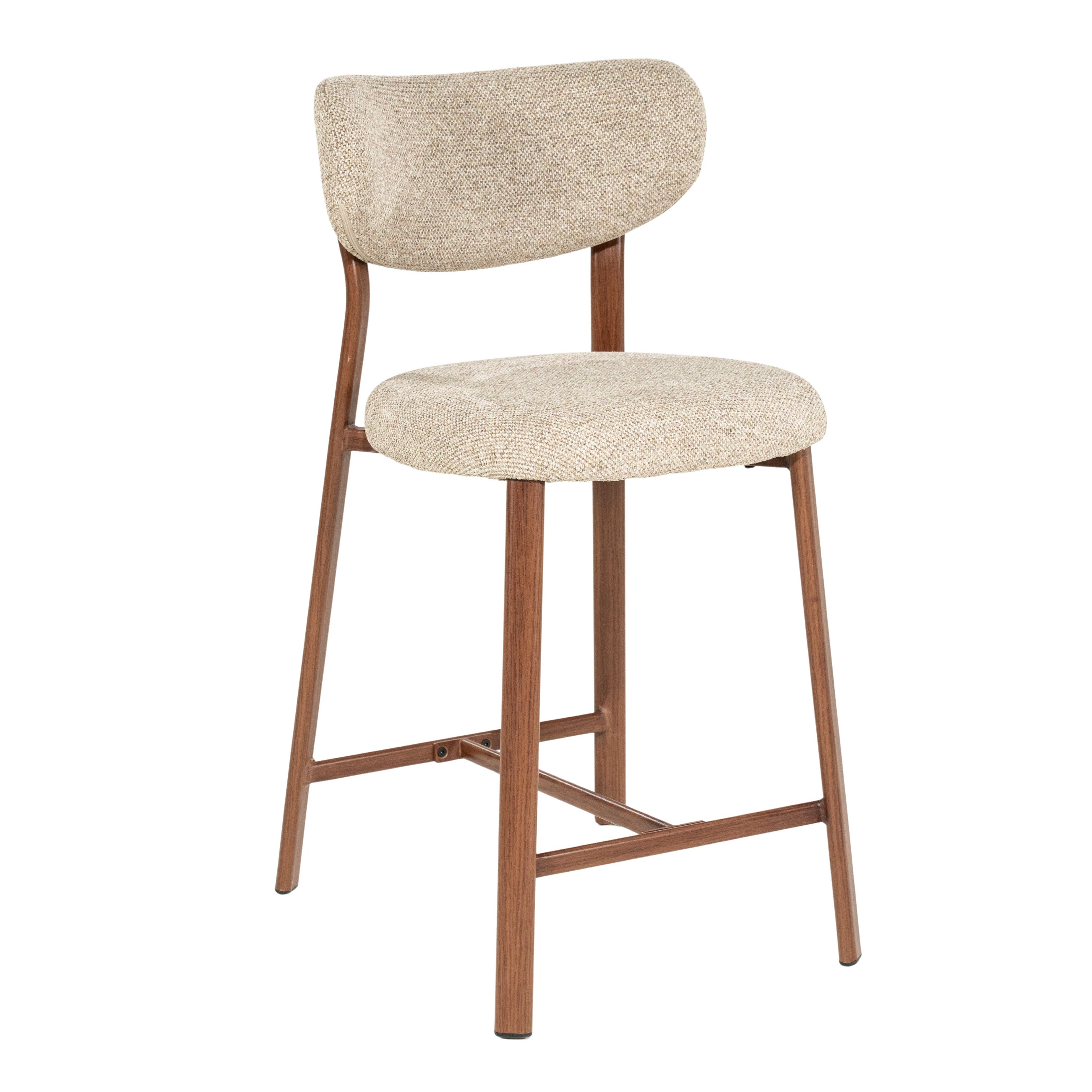 Krzesło barowe SEDIA beżowy z ciemnobrązową podstawą
