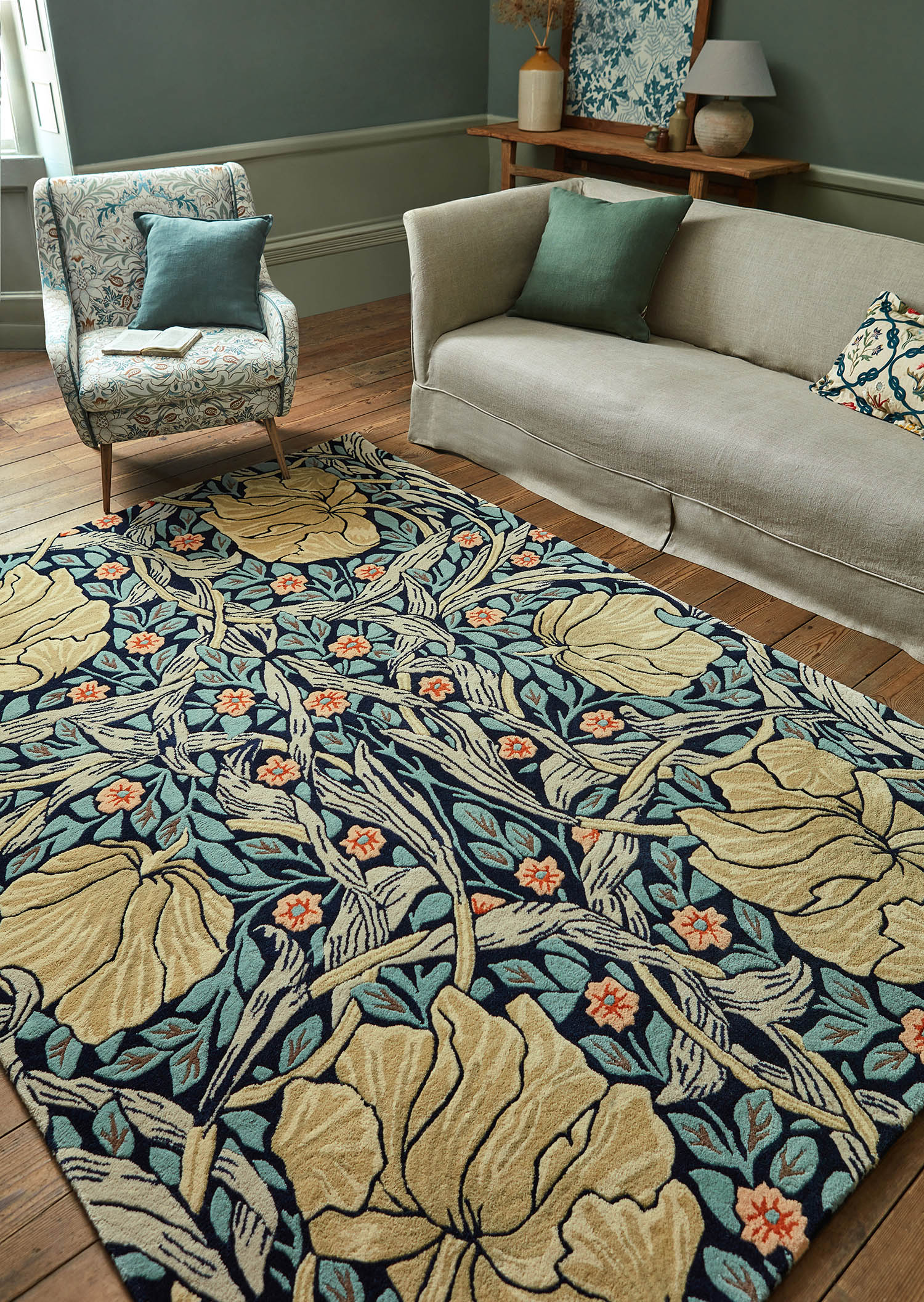 PimperNel Indigo blue-yellow rug