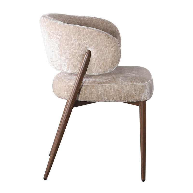 FUJI Chair in Beige with Dark Wooden Base